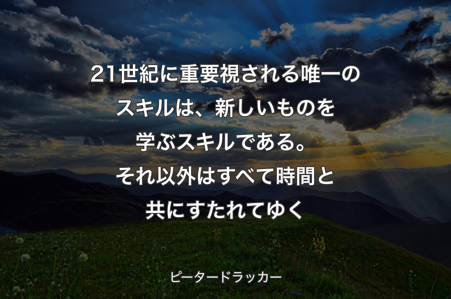 21世紀に重要視される唯一のスキルは、新しいものを学ぶスキルである。それ以外はすべて時間と共にすたれてゆく - ピータードラッカー