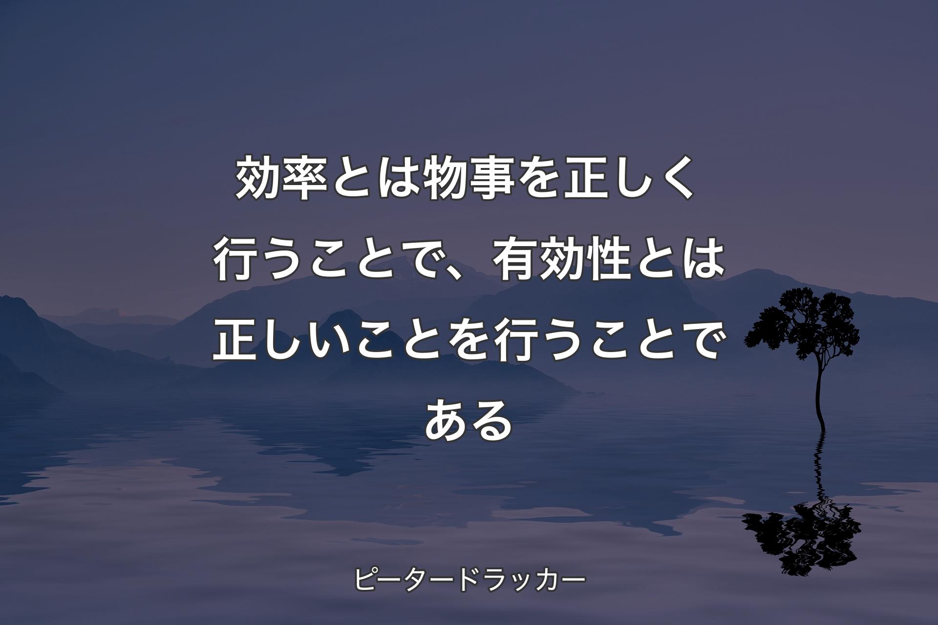 【背景4】効率とは物事を正しく行うことで、有効性とは正しいことを行うことである - ピータードラッカー