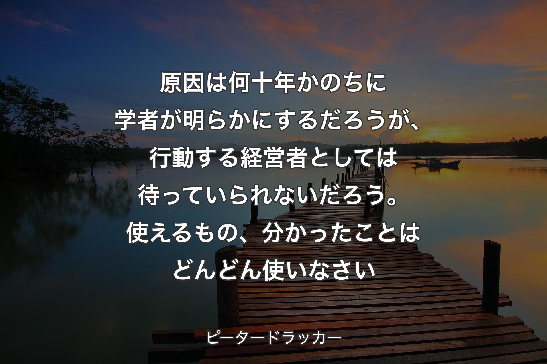 【背景3】原因は何十年かのちに学者が明らかにするだろうが、行動する経営者としては待っていられないだろう。使えるもの、分かったことはどんどん使いなさい - ピータードラッカー