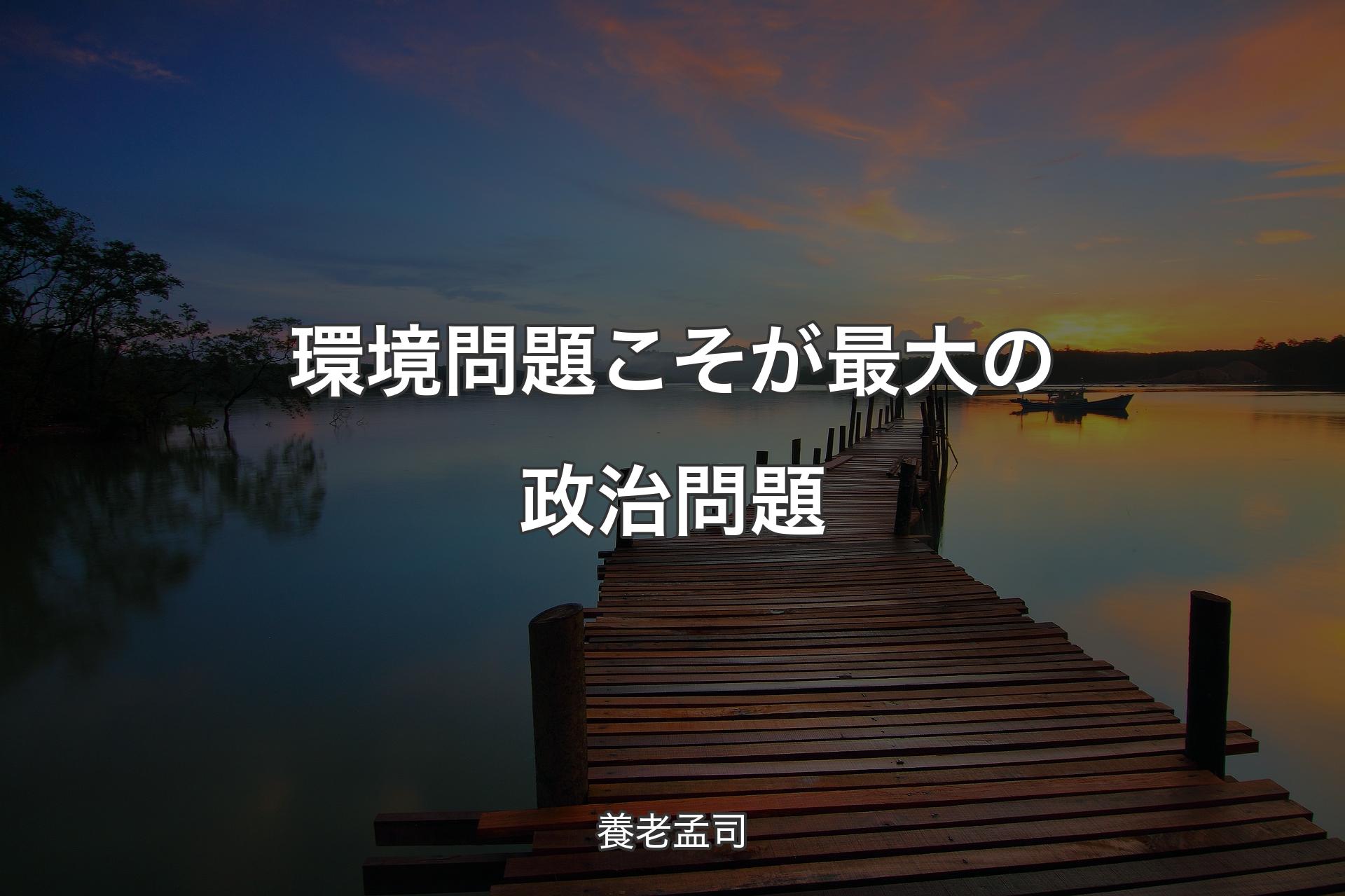 【背景3】環境問題こそが最大の政治問題 - 養老孟司