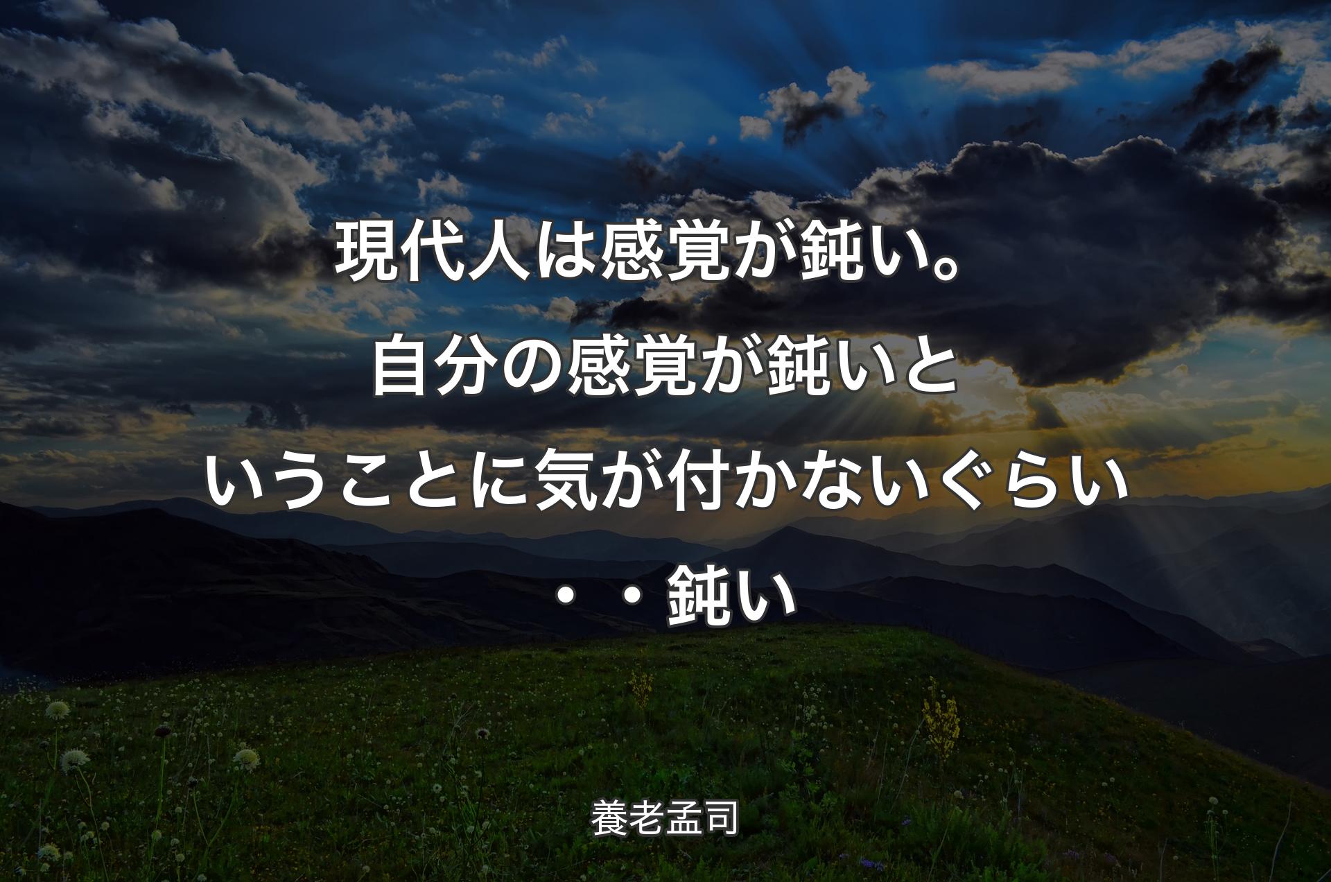 現代人は感覚が鈍い。自分の感覚が鈍いということに気が付かないぐらい・・鈍い - 養老孟司