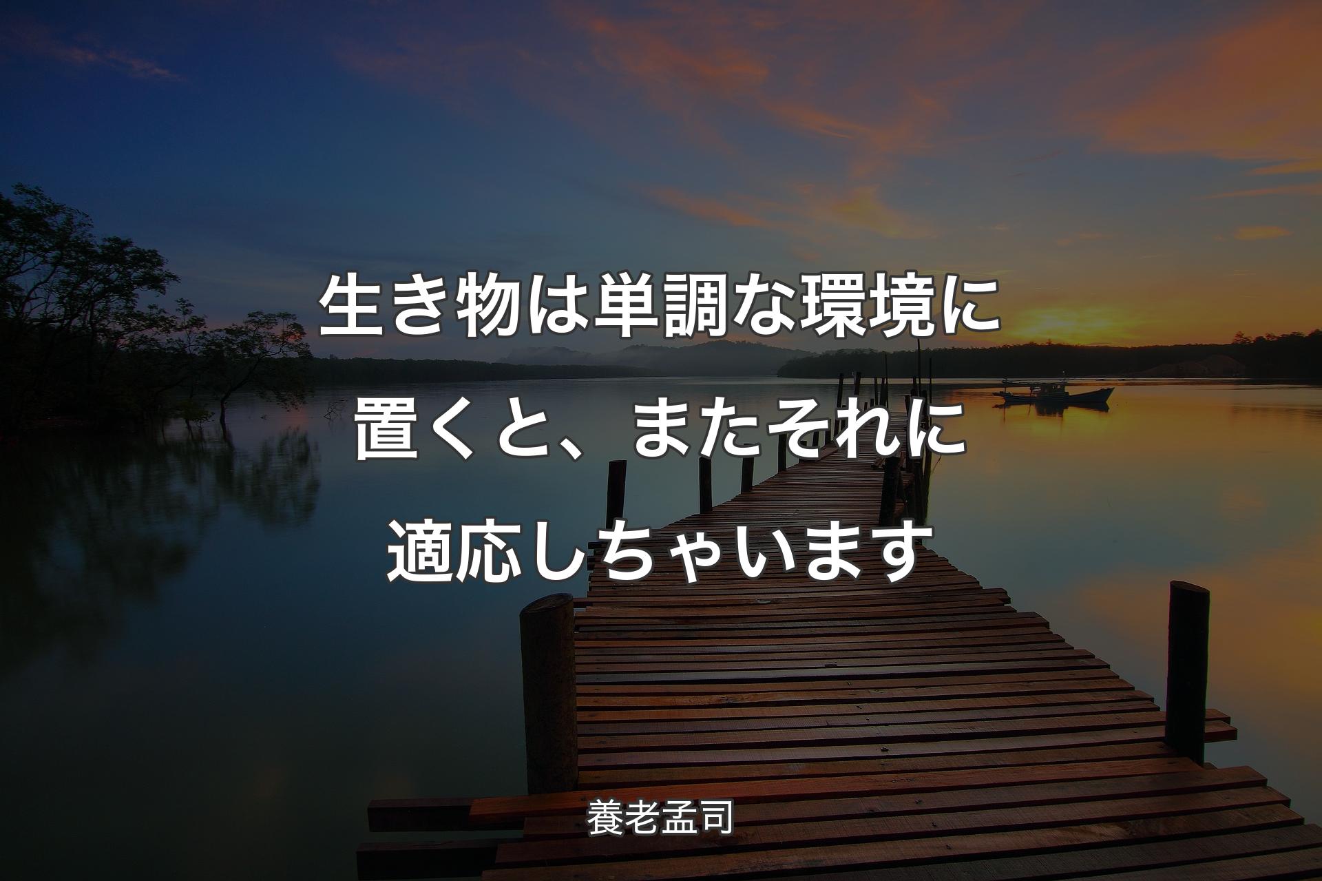 【背景3】生き物は単調な環境に置くと、またそれに適応しちゃいます - 養老孟司