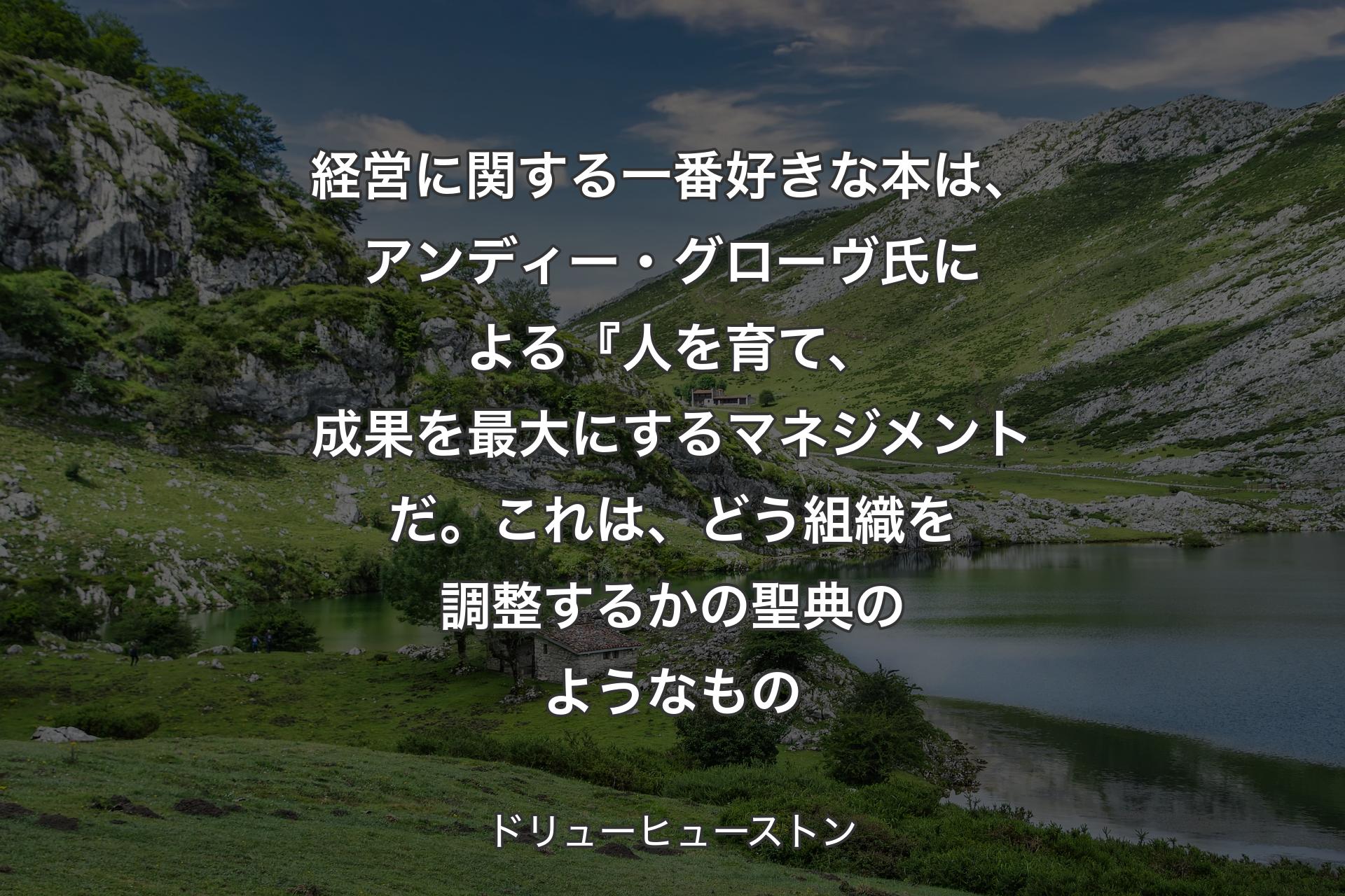 【背景1】経営に関する一番好きな本は、アンディー・グローヴ氏による『人を育て、成果を最大にするマネジメントだ。これは、どう組織を調整するかの聖典のようなもの - ドリューヒューストン