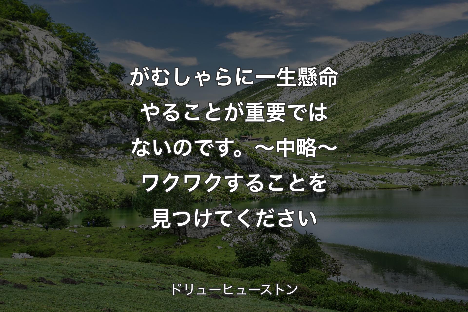 【背景1】がむしゃらに一生懸命やることが重要ではないのです。～中略～ ワクワクすることを見つけてください - ドリューヒューストン