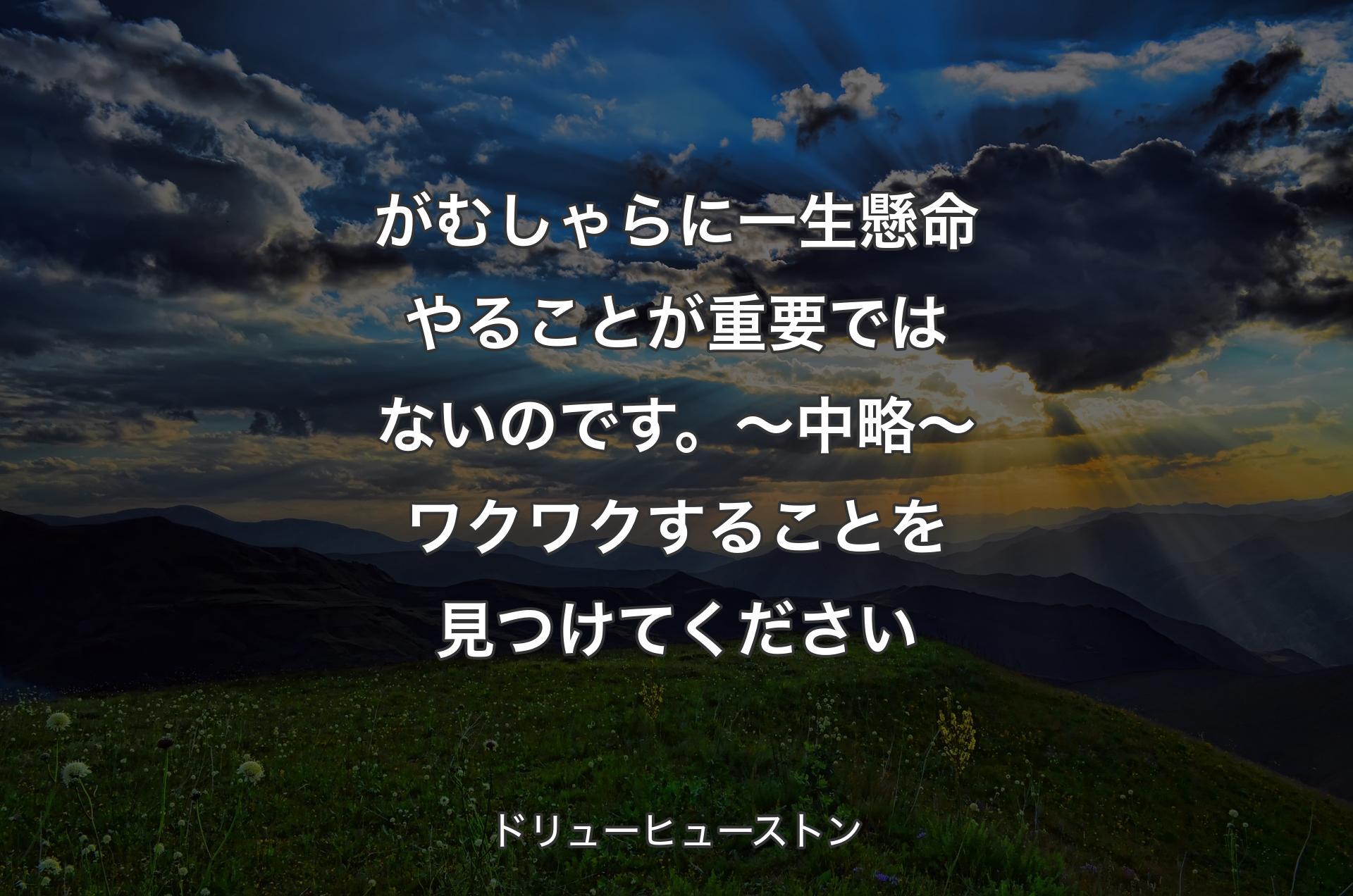 がむしゃらに一生懸命やることが重要ではないのです。～中略～ ワクワクすることを見つけてください - ドリューヒューストン