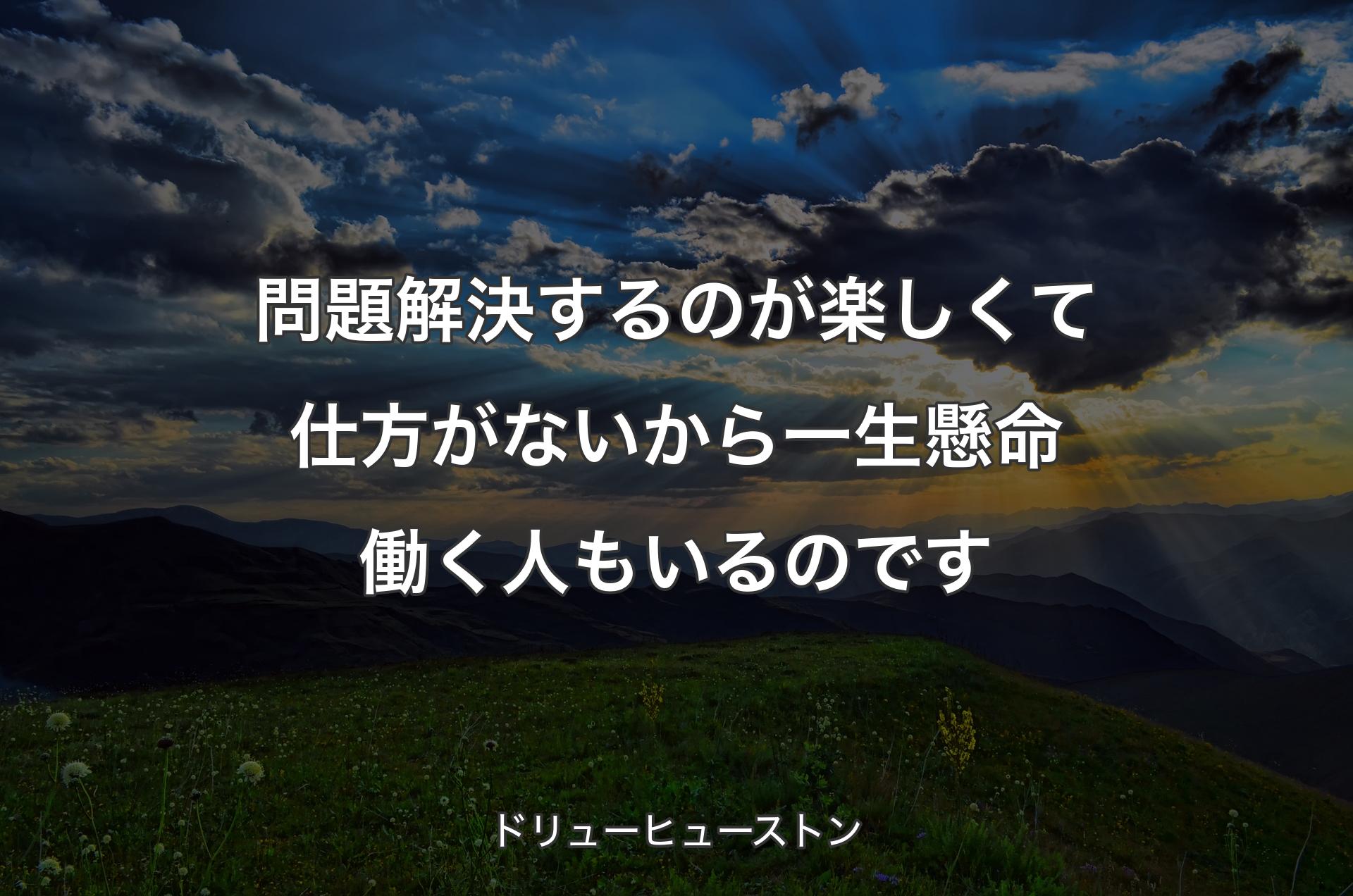 問題解決するのが楽しくて仕方がないから一生懸命働く人もいるのです - ドリューヒューストン