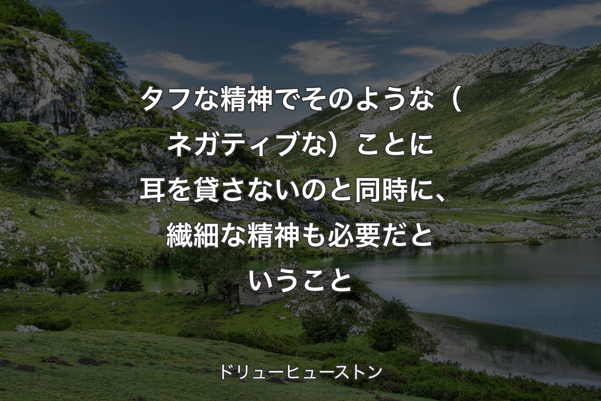 【背景1】タフな精神でそのような（ネガティブな）ことに耳を貸さないのと同時に、繊細な精神も必要だということ - ドリューヒューストン