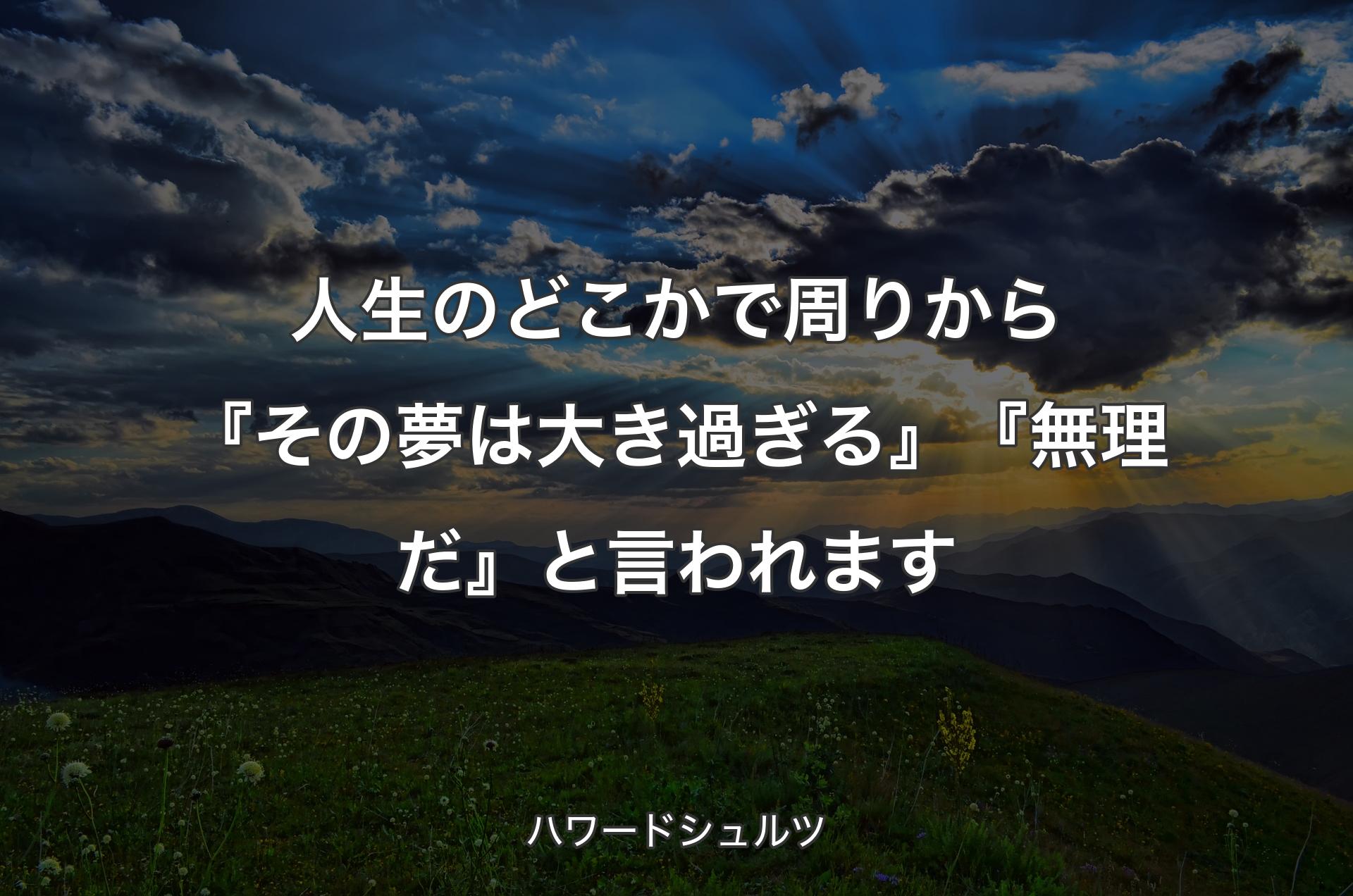 人生のどこかで周りから『その夢は大き過ぎる』『無理だ』と言われます - ハワードシュルツ