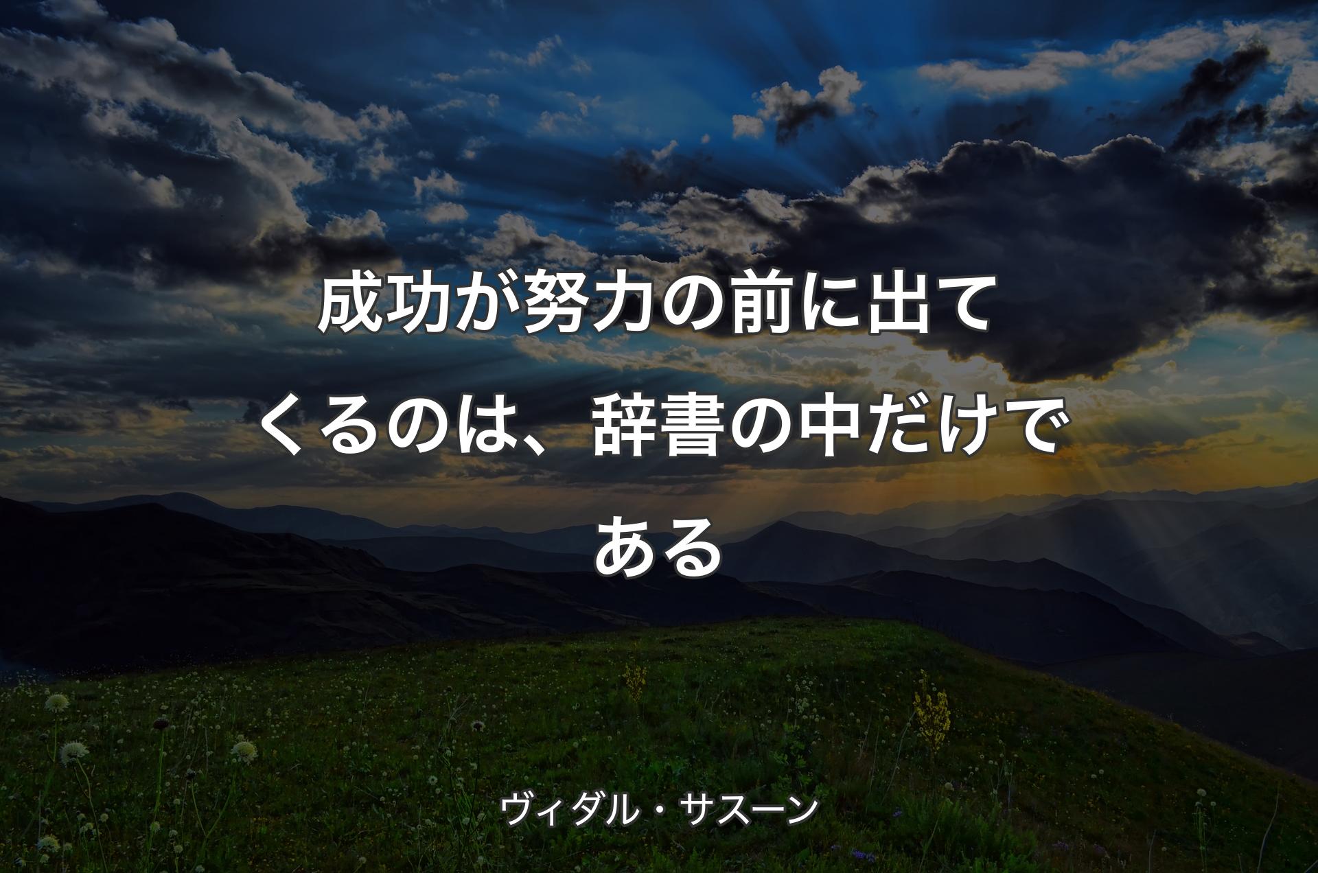 成功が努力の前に出てくるのは、辞書の中だけである - ヴィダル・サスーン