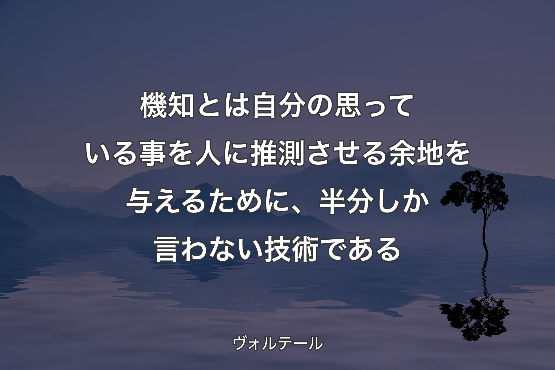 【背景4】機知とは自分の思っている事を人に推測させる余地を与えるために、半分しか言わない技術である - ヴォルテール