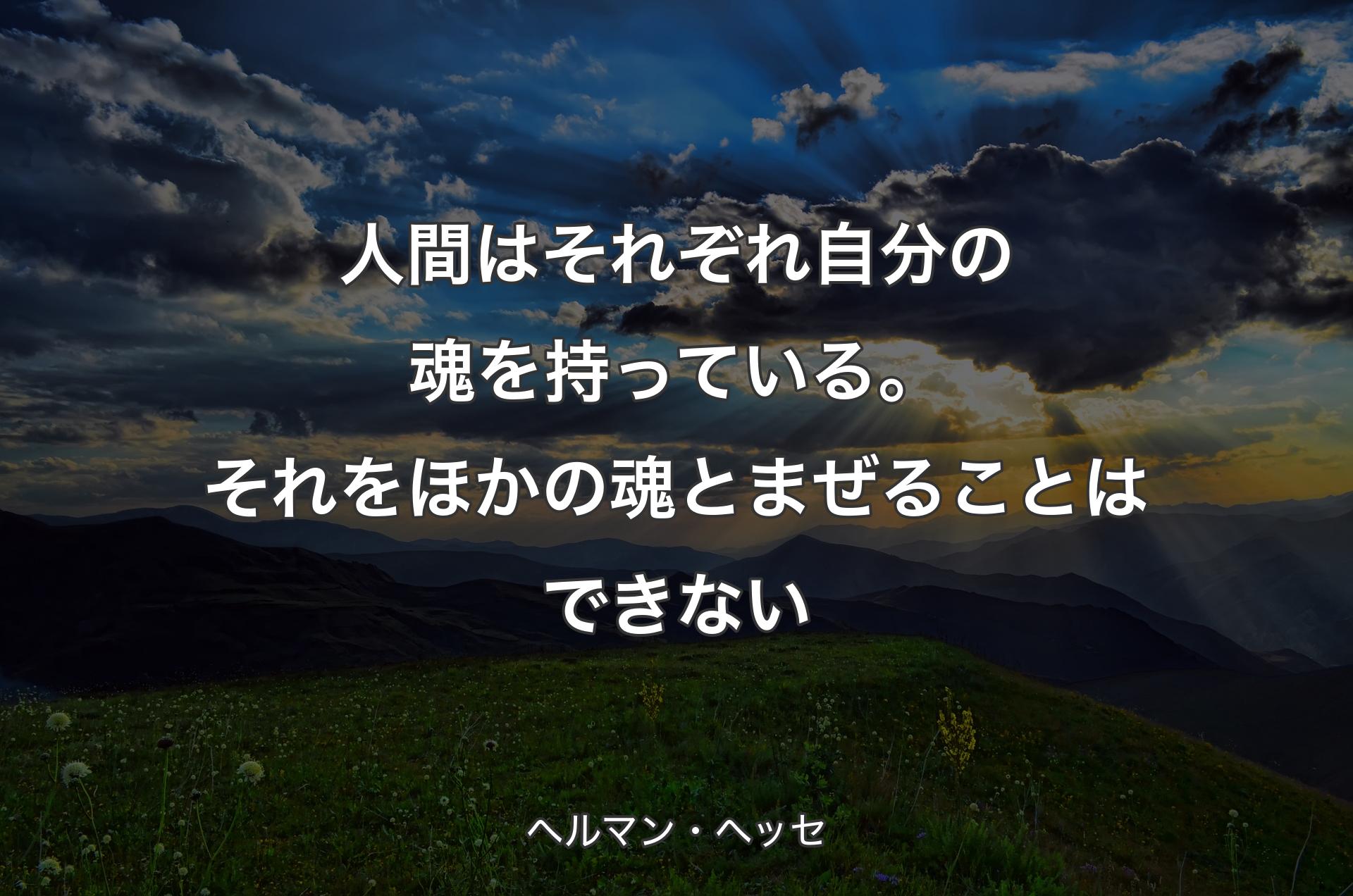 人間はそれぞれ自分の魂を持っている。それをほかの魂とまぜることはできない - ヘルマン・ヘッセ