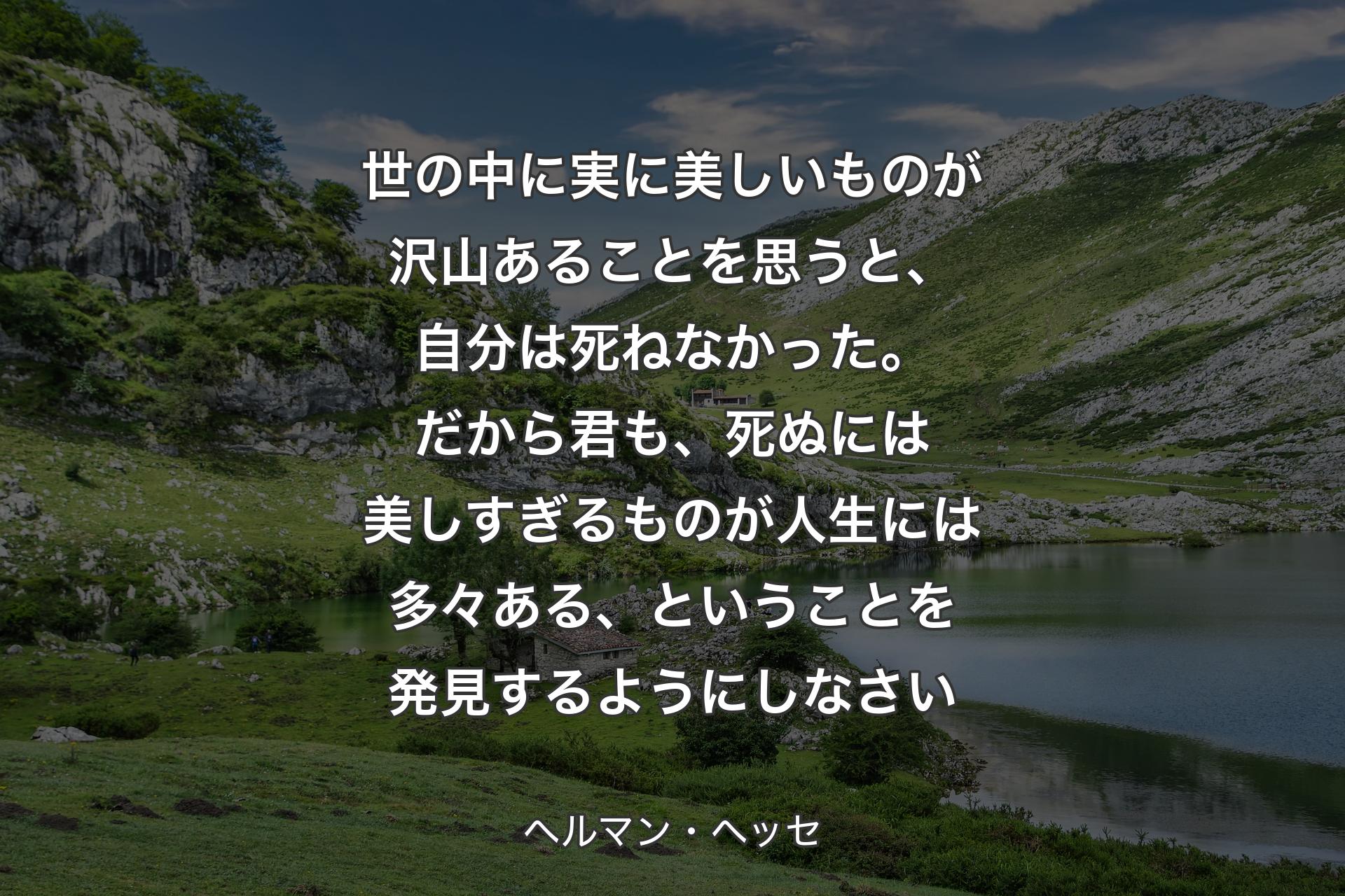 【背景1】世の中に実に美しいものが沢山あることを思うと、自分は死ねなかった。だから君も、死ぬには美しすぎるものが人生には多々ある、ということを発見するようにしなさい - ヘルマン・ヘッセ