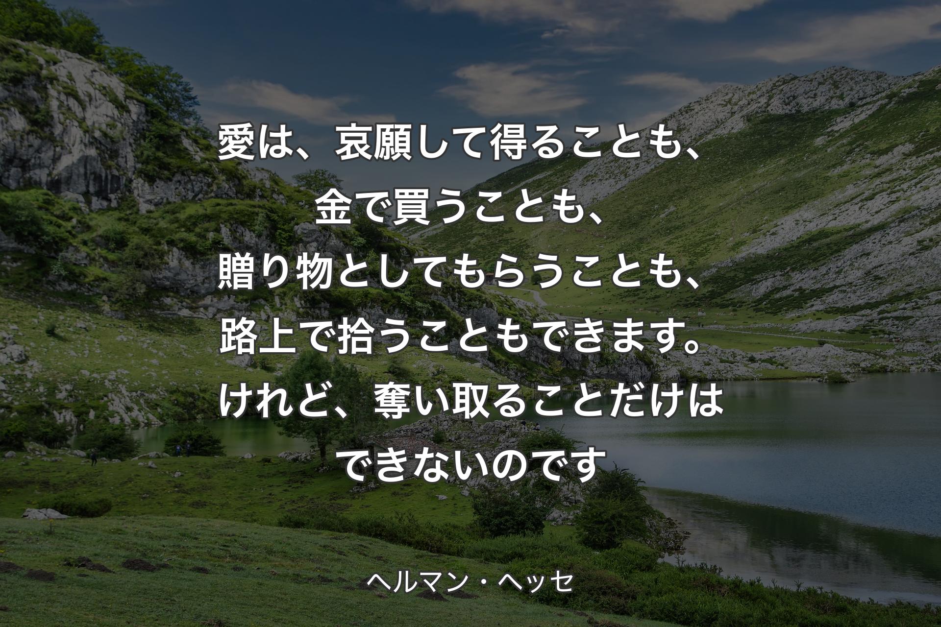 【背景1】愛は、哀願して得ることも、金で買うことも、贈り物としてもらうことも、路上で拾うこともできます。けれど、奪い取ることだけはできないのです - ヘルマン・ヘッセ