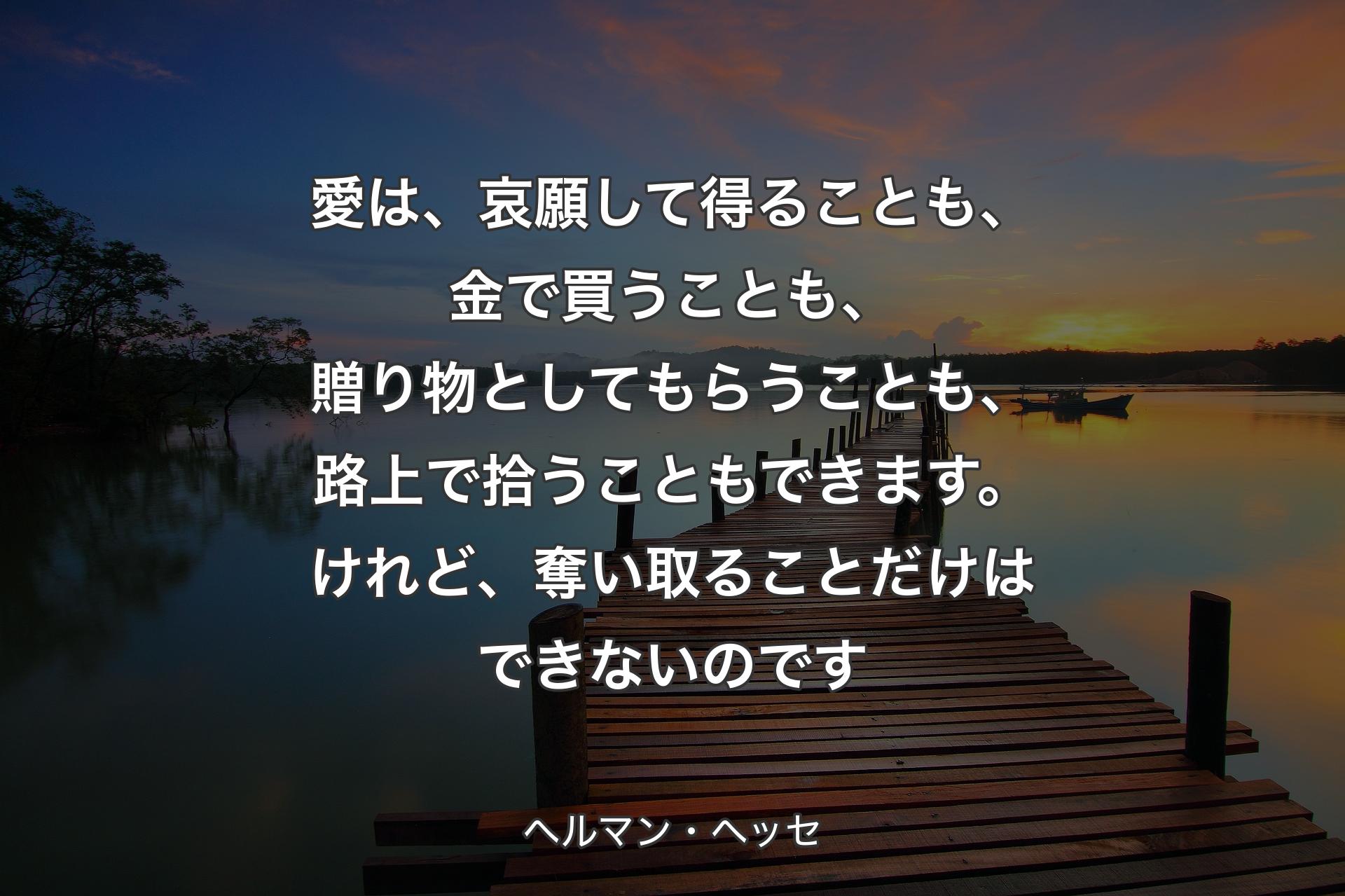 【背景3】愛は、哀願して得ることも、金で買うことも、贈り物としてもらうことも、路上で拾うこともできます。けれど、奪い取ることだけはできないのです - ヘルマン・ヘッセ