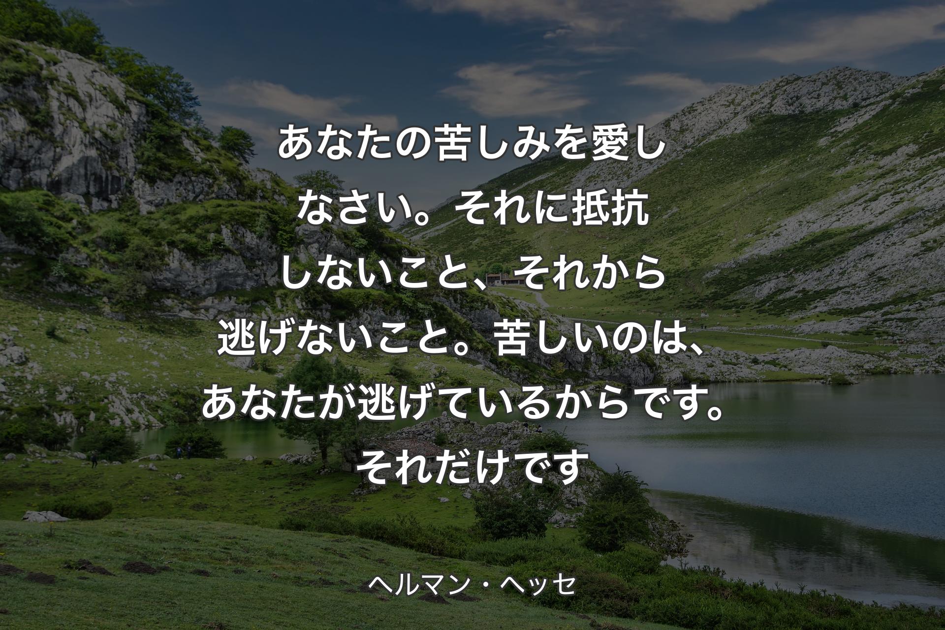 あなたの苦しみを愛しなさい。それに抵抗しないこと、それから逃げないこと。苦しいのは、あなたが逃げているからです。それだけです - ヘルマン・ヘッセ