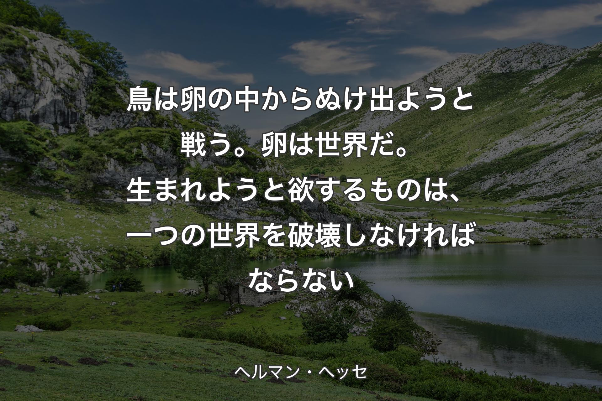 【背景1】鳥は卵の中からぬけ出ようと戦う。 卵は世界だ。生まれようと欲するものは、 一つの世界を破壊しなければならない - ヘルマン・ヘッセ