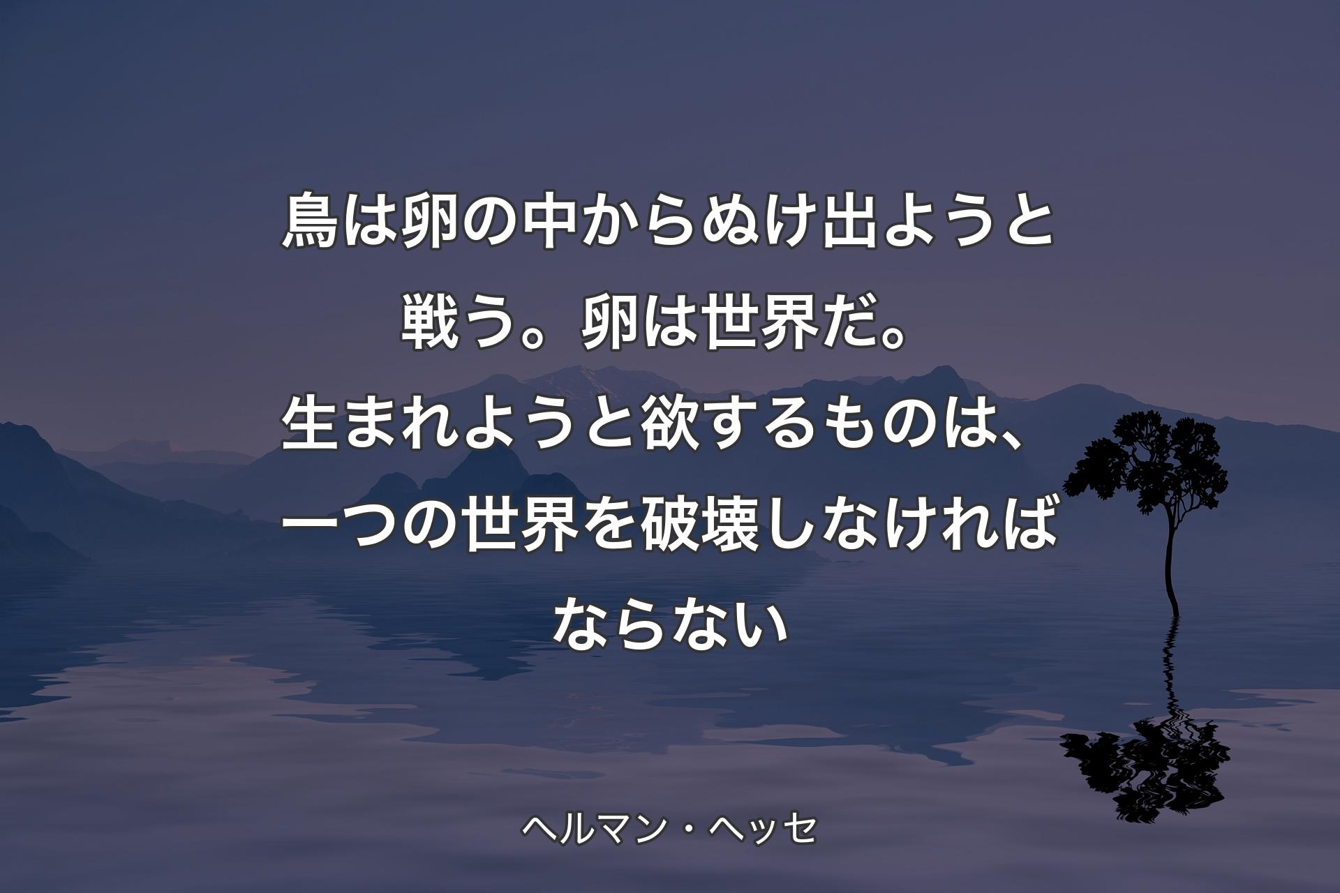 【背景4】鳥は卵の中からぬけ出ようと戦う。 卵は世界だ。生まれようと欲するものは、 一つの世界を破壊しなければならない - ヘルマン・ヘッセ