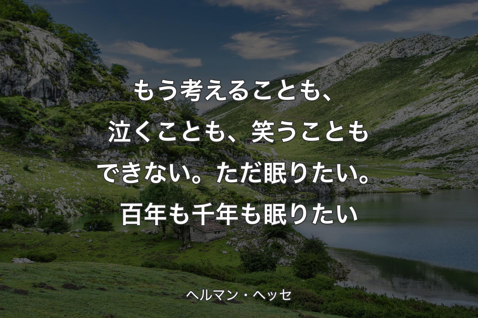 もう考えることも、泣くことも、笑うこともできない。ただ眠りたい。百年も千年も眠りたい - ヘルマン・ヘッセ