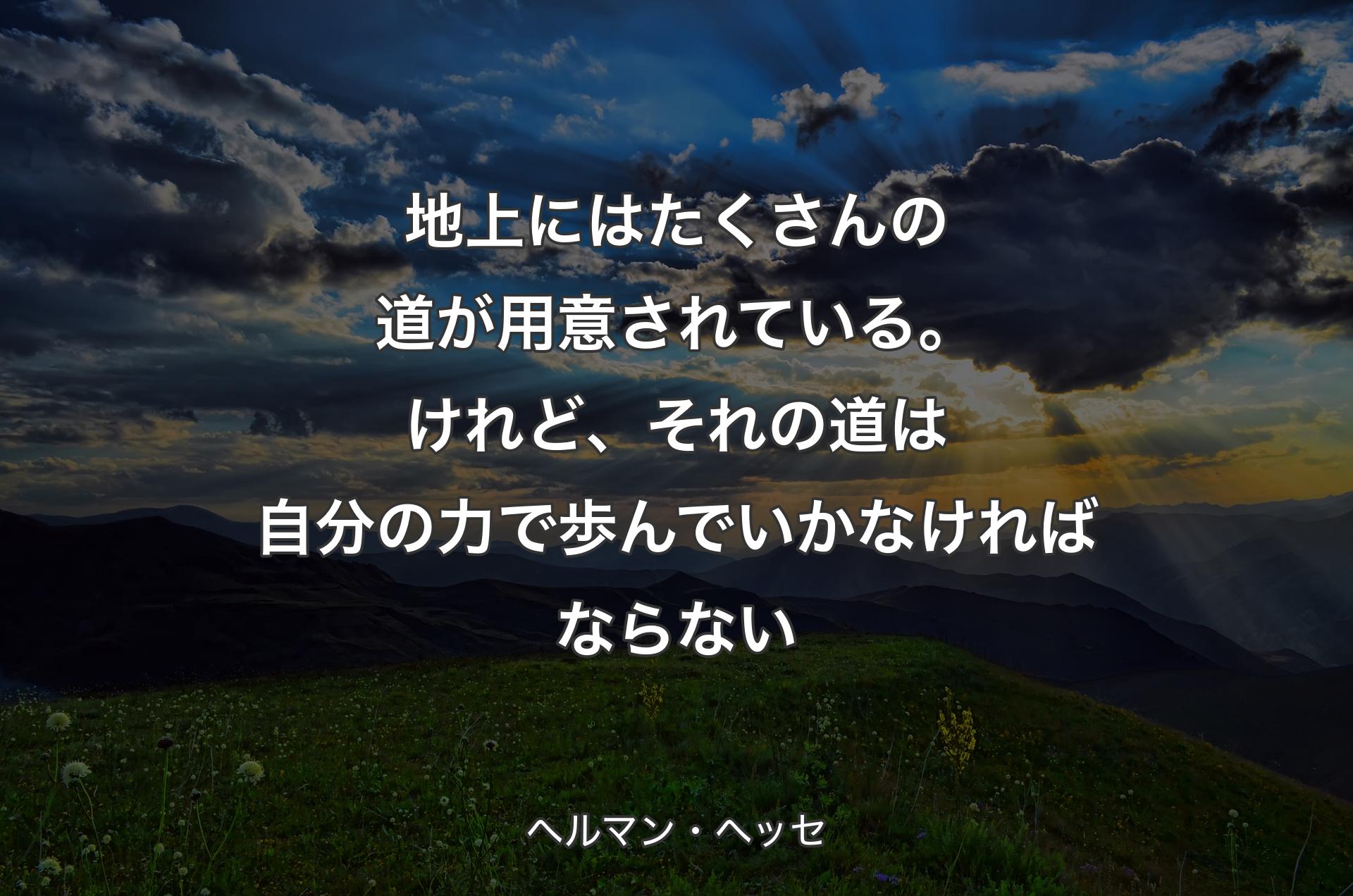 地上にはたくさんの道が用意されている。けれど、それの道は自分の力で歩んでいかなければならない - ヘルマン・ヘッセ