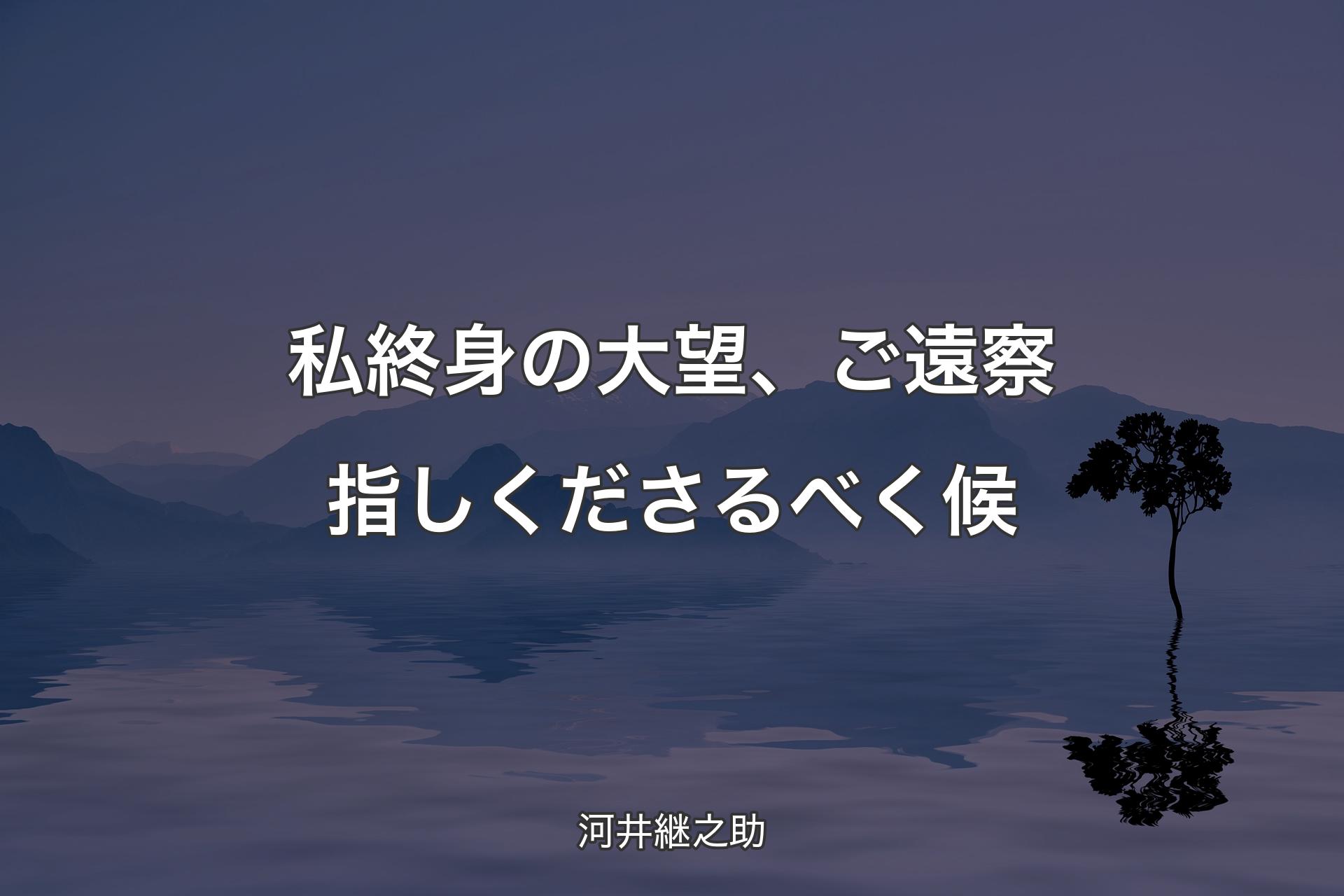 【背景4】私終身の大望、ご遠察指しくださるべく候 - 河井継之助