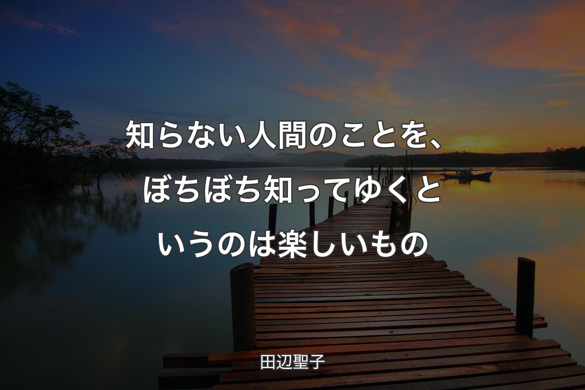 【背景3】知らない人間のことを、ぼちぼち知ってゆくというのは楽しいもの - 田辺聖子