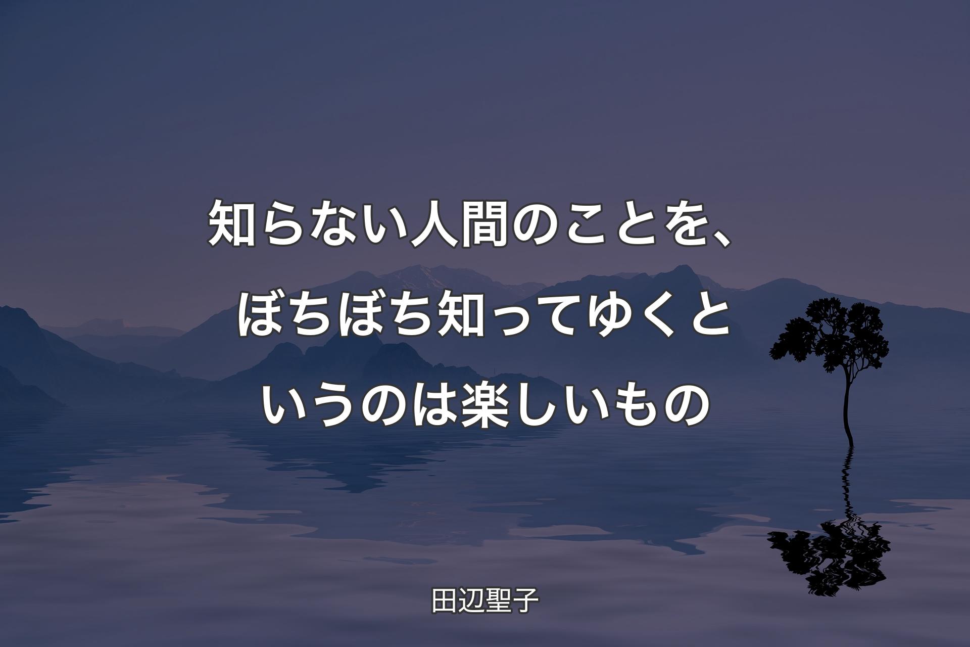 【背景4】知らない人間のことを、ぼちぼち知ってゆくというのは楽しいもの - 田辺聖子