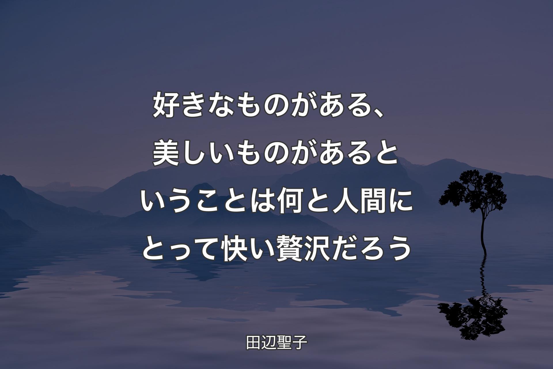 好きなものがある、美しいものがあるということは何と人間にとって快い贅沢だろう - 田辺聖子