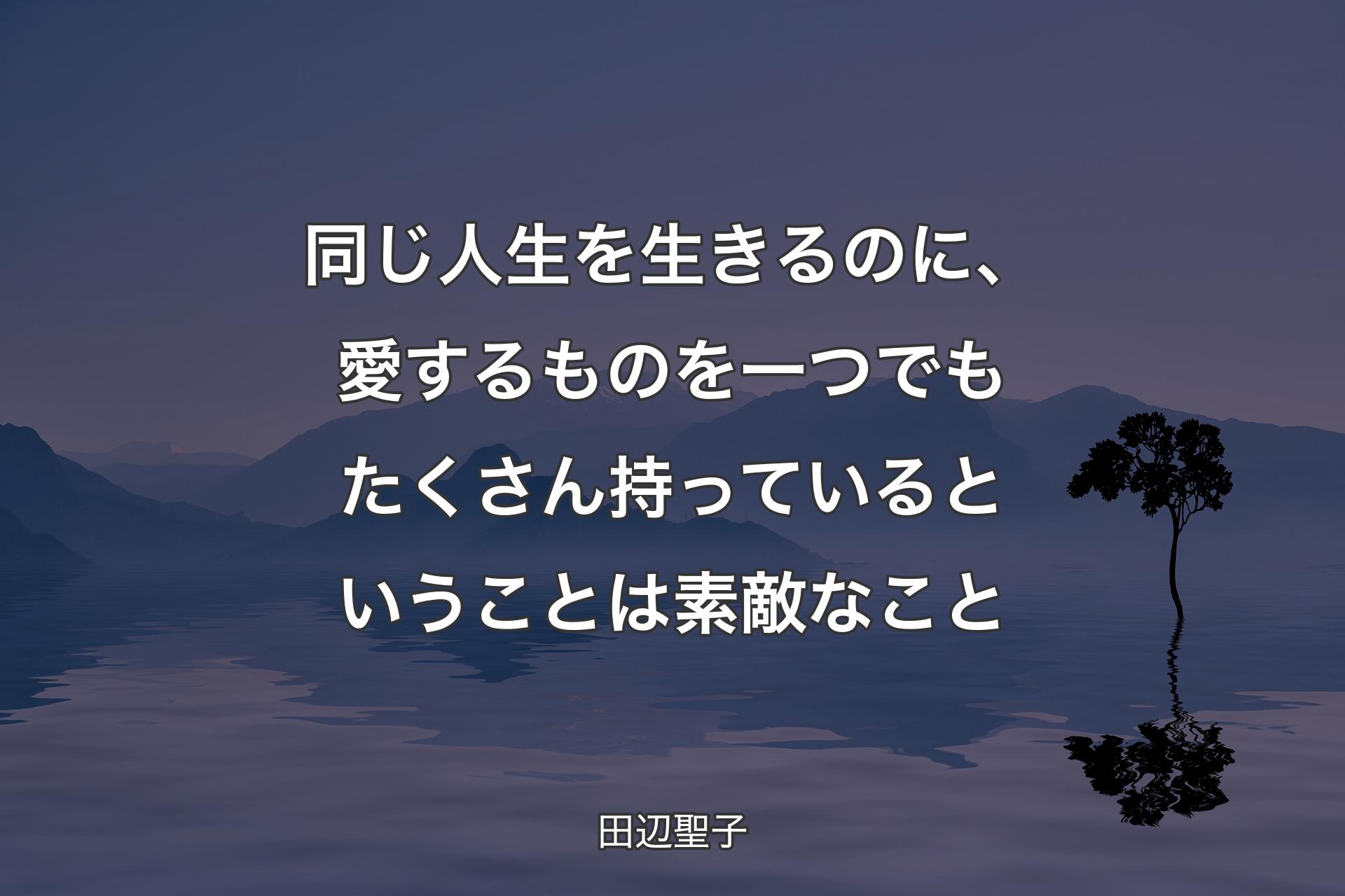 同じ人生を生きるのに、愛するものを一つでもたくさん持っているということは素敵なこと - 田辺聖子