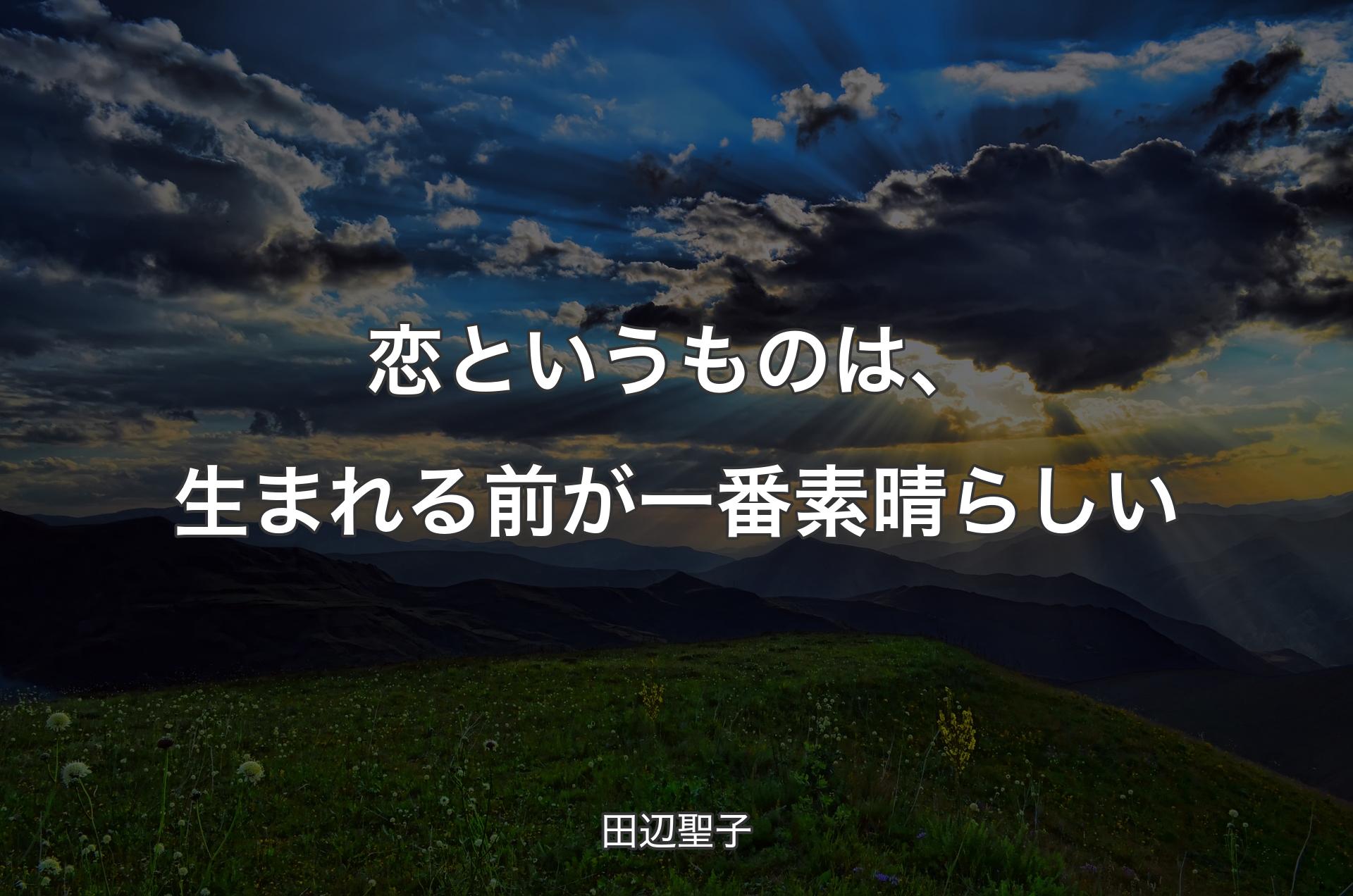 恋というもの��は、生まれる前が一番素晴らしい - 田辺聖子