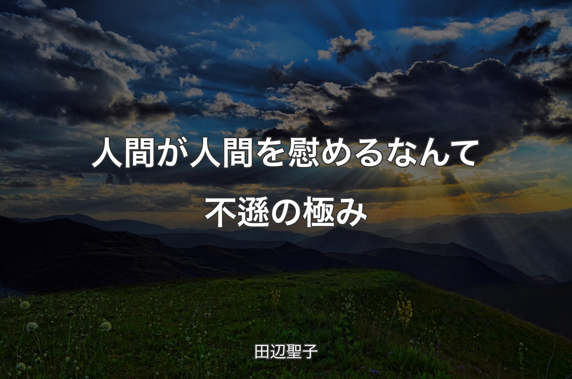 人間が人間を慰めるなんて不遜の極み - 田辺聖子