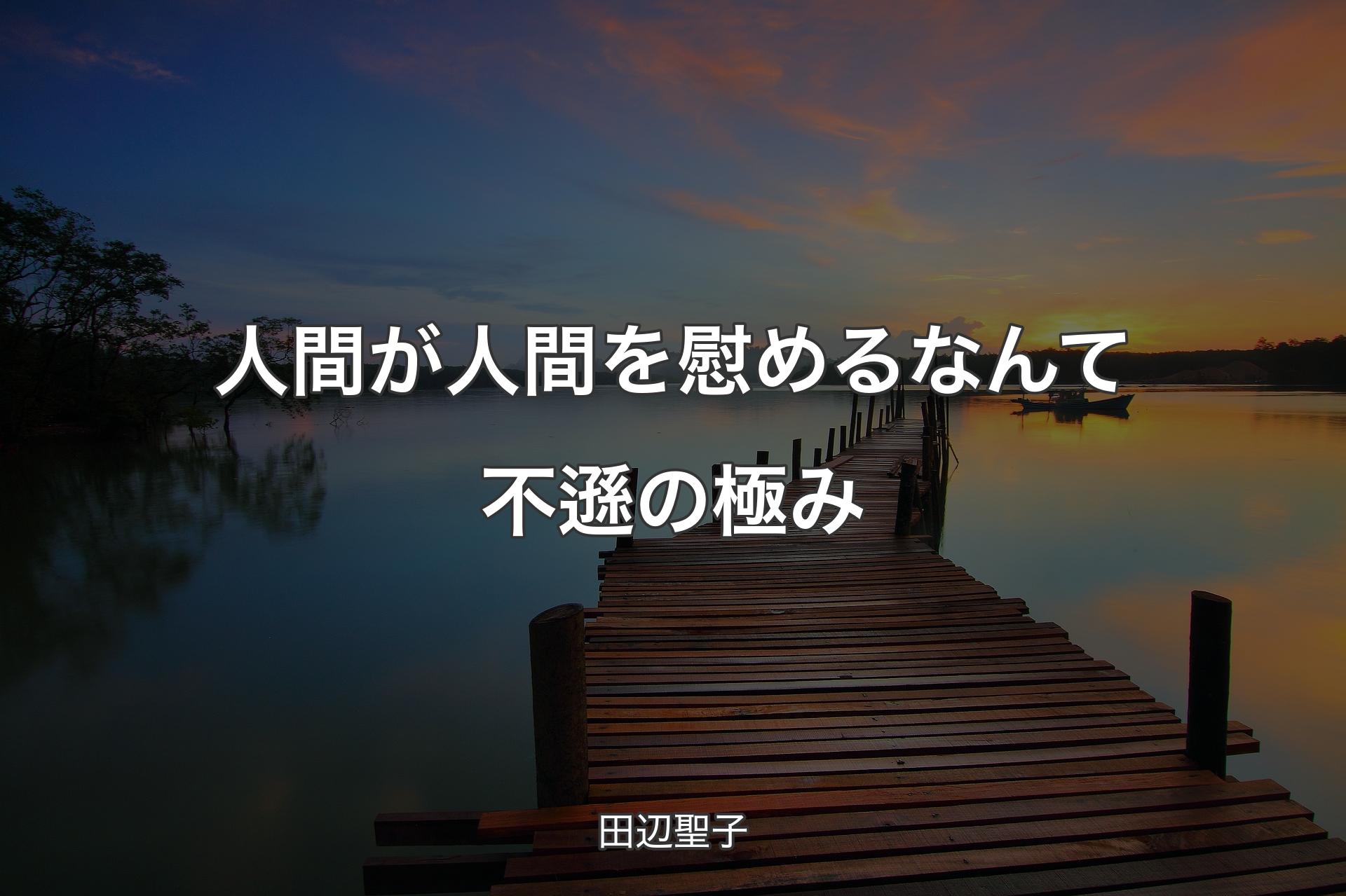 【背景3】人間が人間を慰めるなんて不遜の極み - 田辺聖子