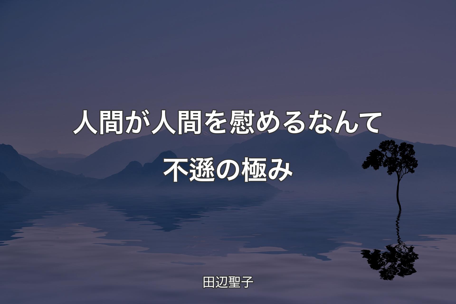 【背景4】人間が人間を慰めるなんて不遜の極み - 田辺聖子