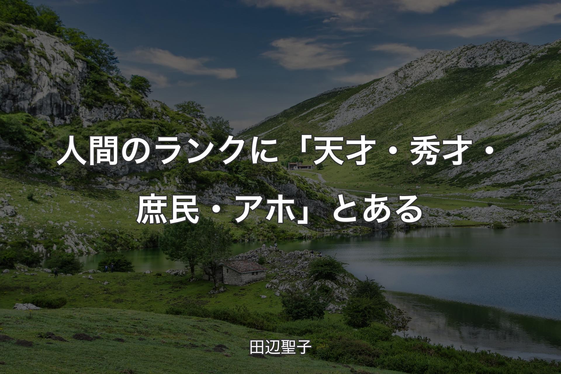 人間のランクに「天才・秀才・庶民・アホ」とある - 田辺聖子