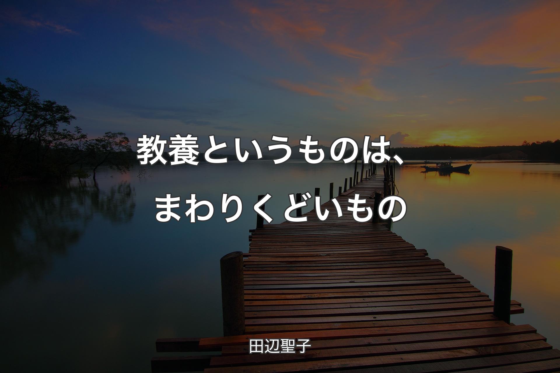 【背景3】教養というものは、まわりくどいもの - 田辺聖子