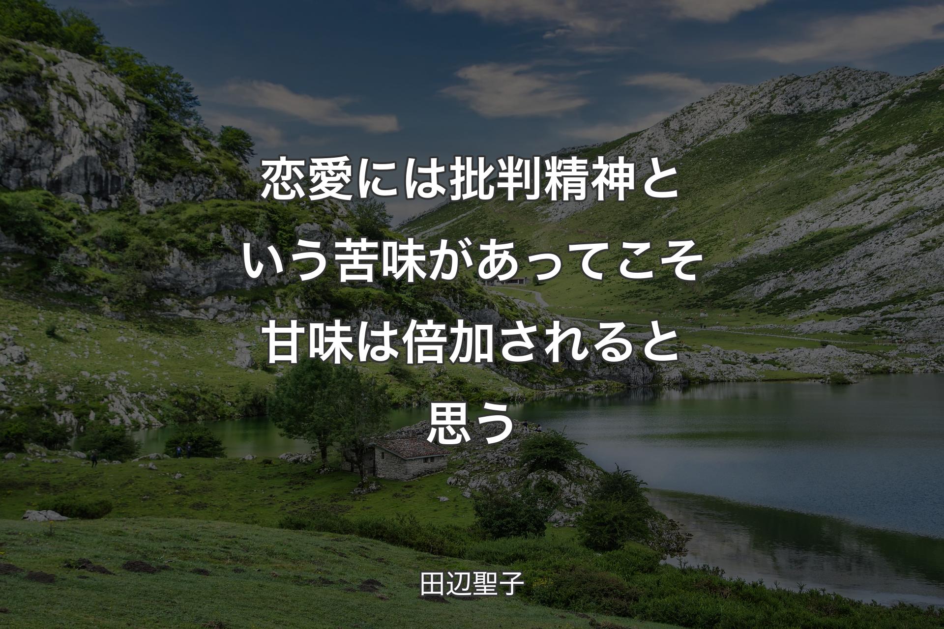 【背景1】恋愛には批判精神という苦味があってこそ甘味は倍加されると思う - 田辺聖子