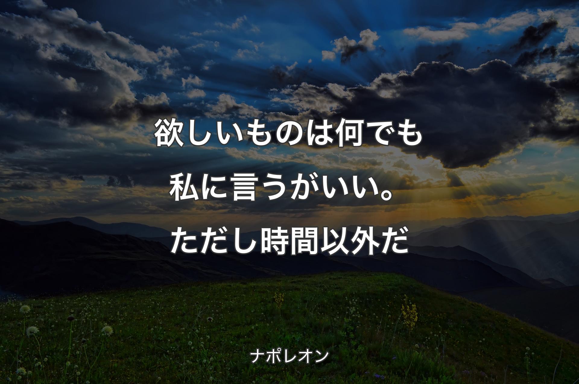 欲しいものは何でも私に言うがいい。ただし時間以外だ - ナポレオン