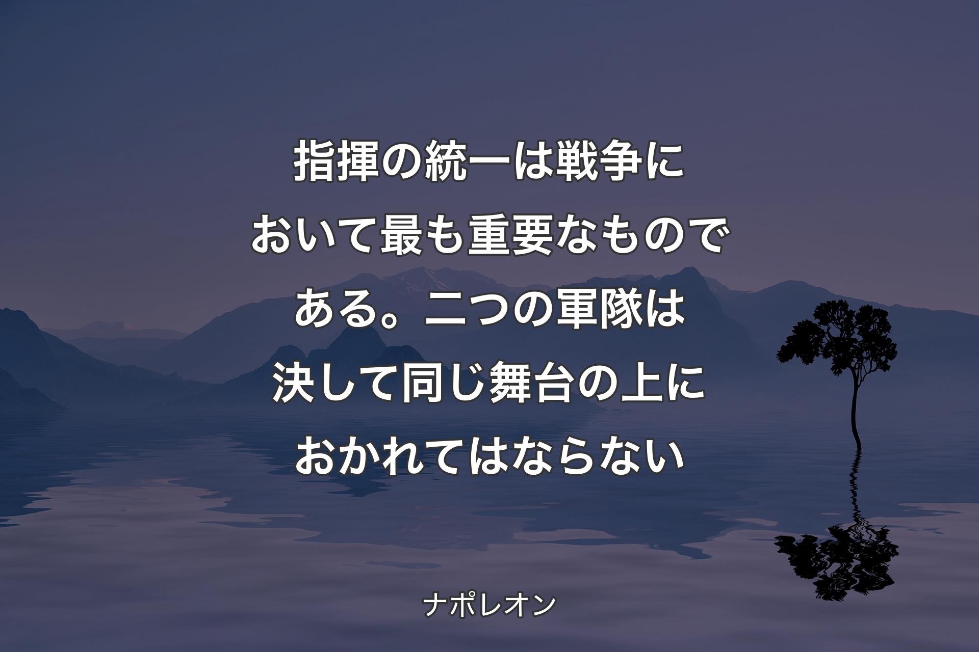 【背景4】指揮の統一は戦争において最も重要なものである。二つの軍隊は決して同じ舞台の上におかれてはならない - ナポレオン