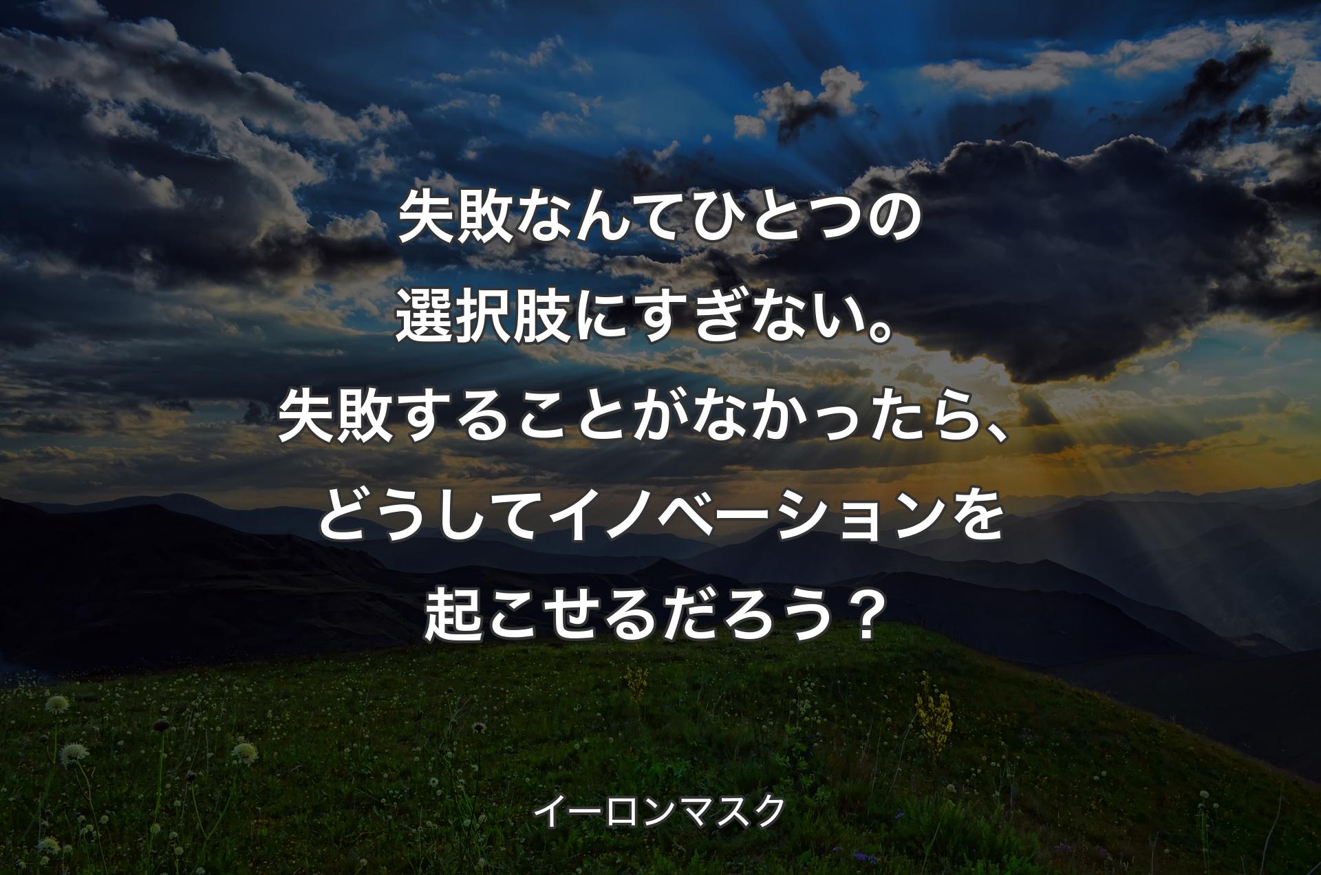 失敗なんてひとつの選択肢にすぎない。失敗することがなかったら、どうしてイノベーションを起こせるだろう？ - イーロンマスク