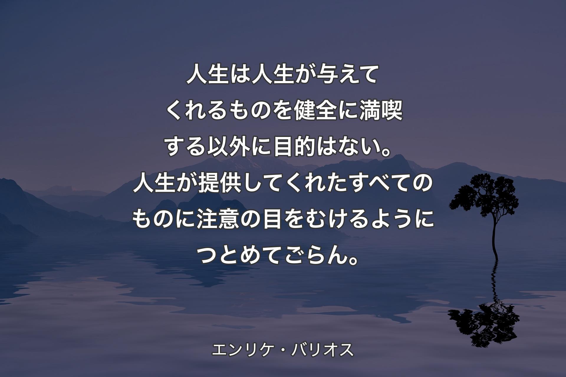 【背景4】人生は人生が与えてくれるものを健全に満喫する以外に目的はない。人生が提供してくれたすべてのものに注意の目をむけるようにつとめてごらん。 - エンリケ・バリオス