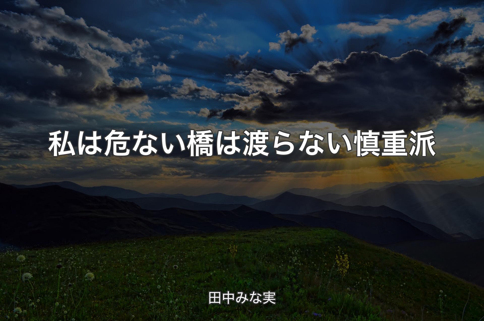 私は危ない橋は渡らない慎重派 - 田中みな実