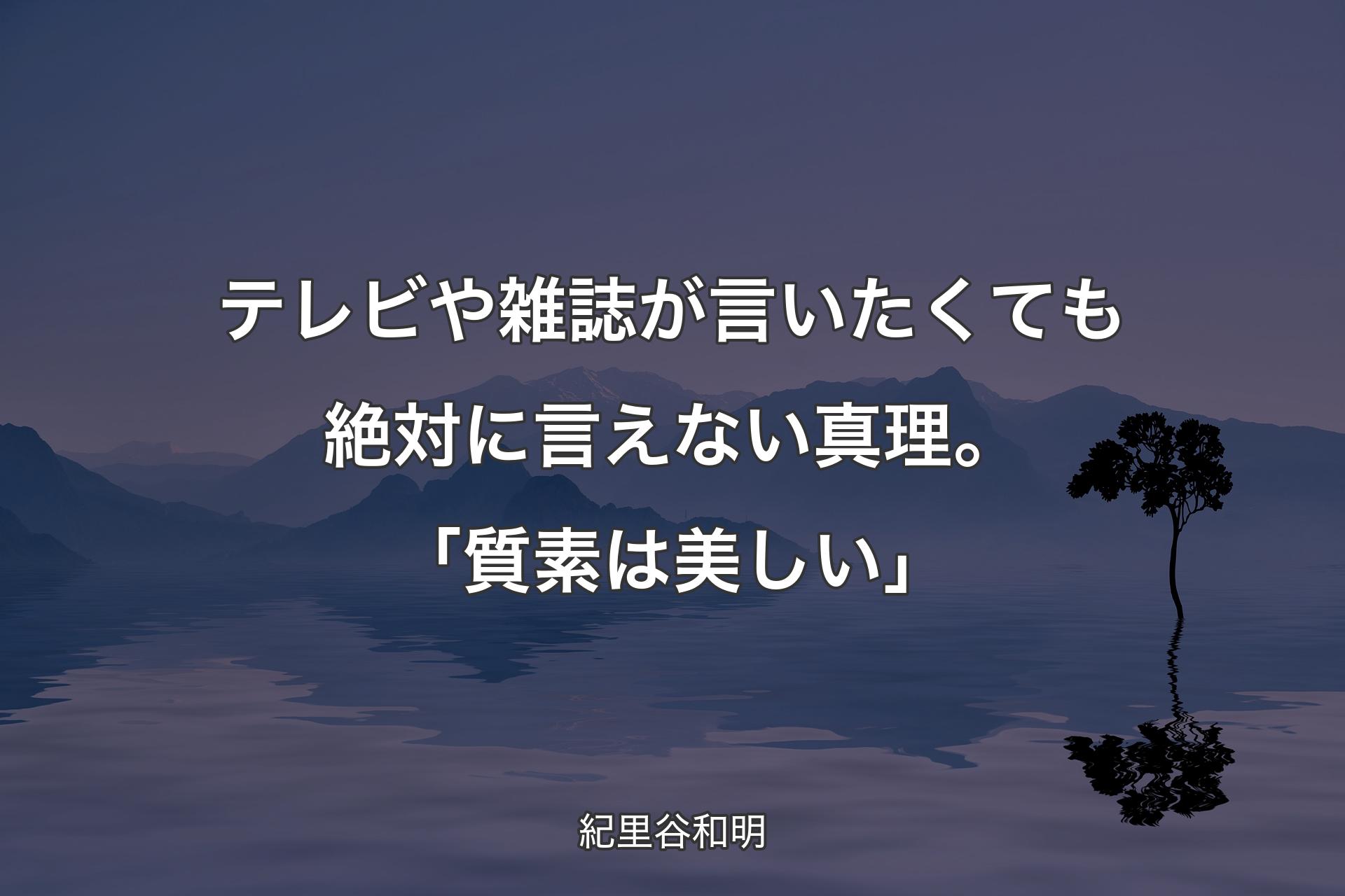 【背景4】テレビや雑誌が言いたくても絶対に言えない真理。「質素は美しい」 - 紀里谷和明