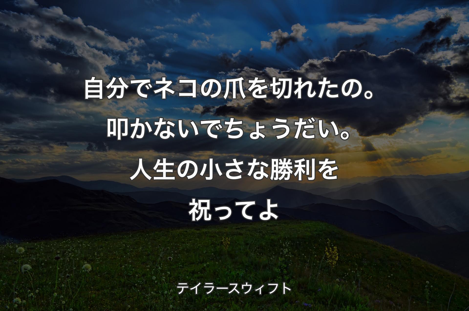 自分でネコの爪を切れたの。叩かないでちょうだい。人生の小さな勝利を祝ってよ - テイラースウィフト