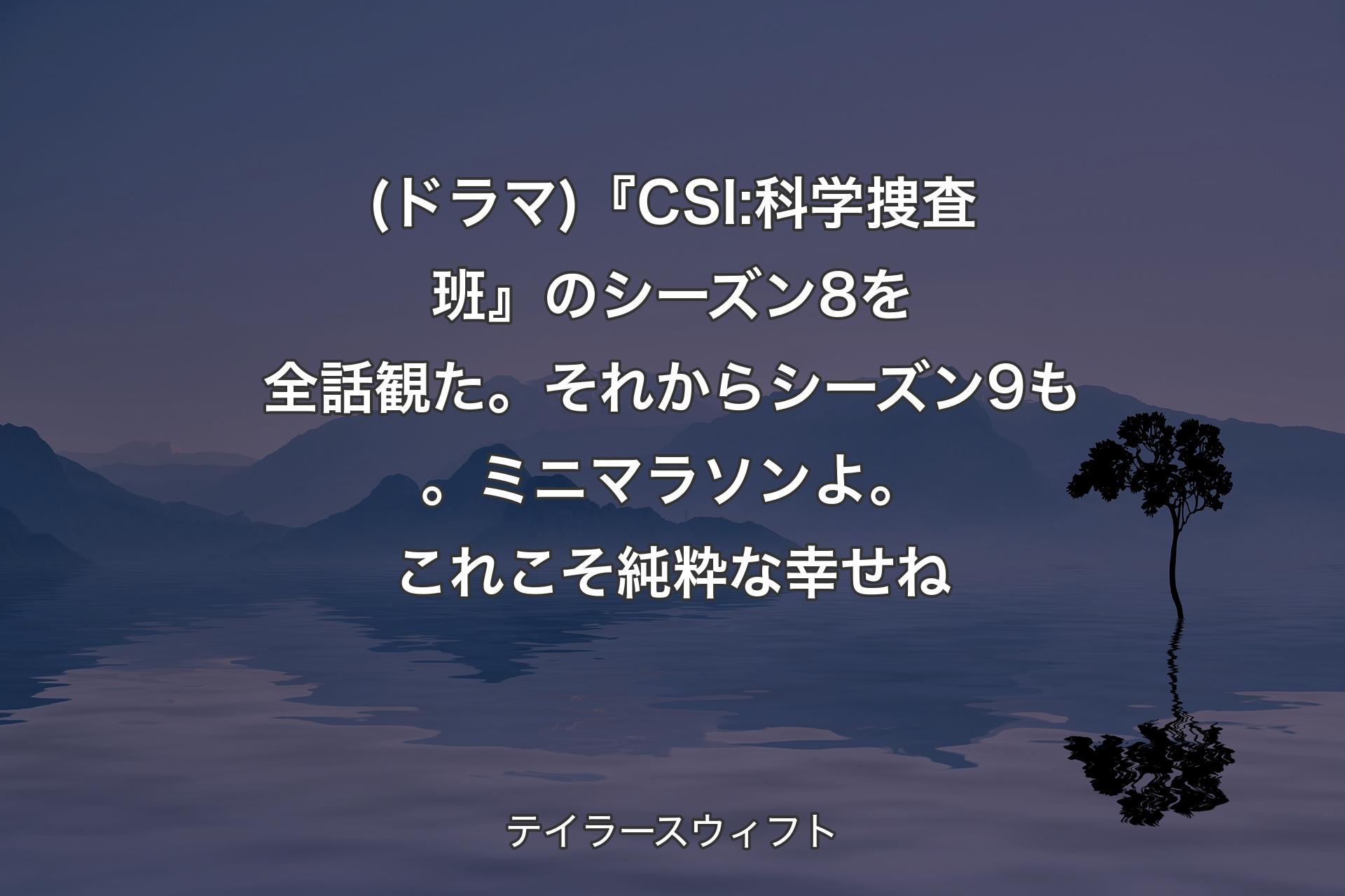 【背景4】(ドラマ)『CSI:科学捜査班』のシーズン8を全話観た。それからシーズン9も。ミニマラソンよ。これこそ純粋な幸せね - テイラースウィフト