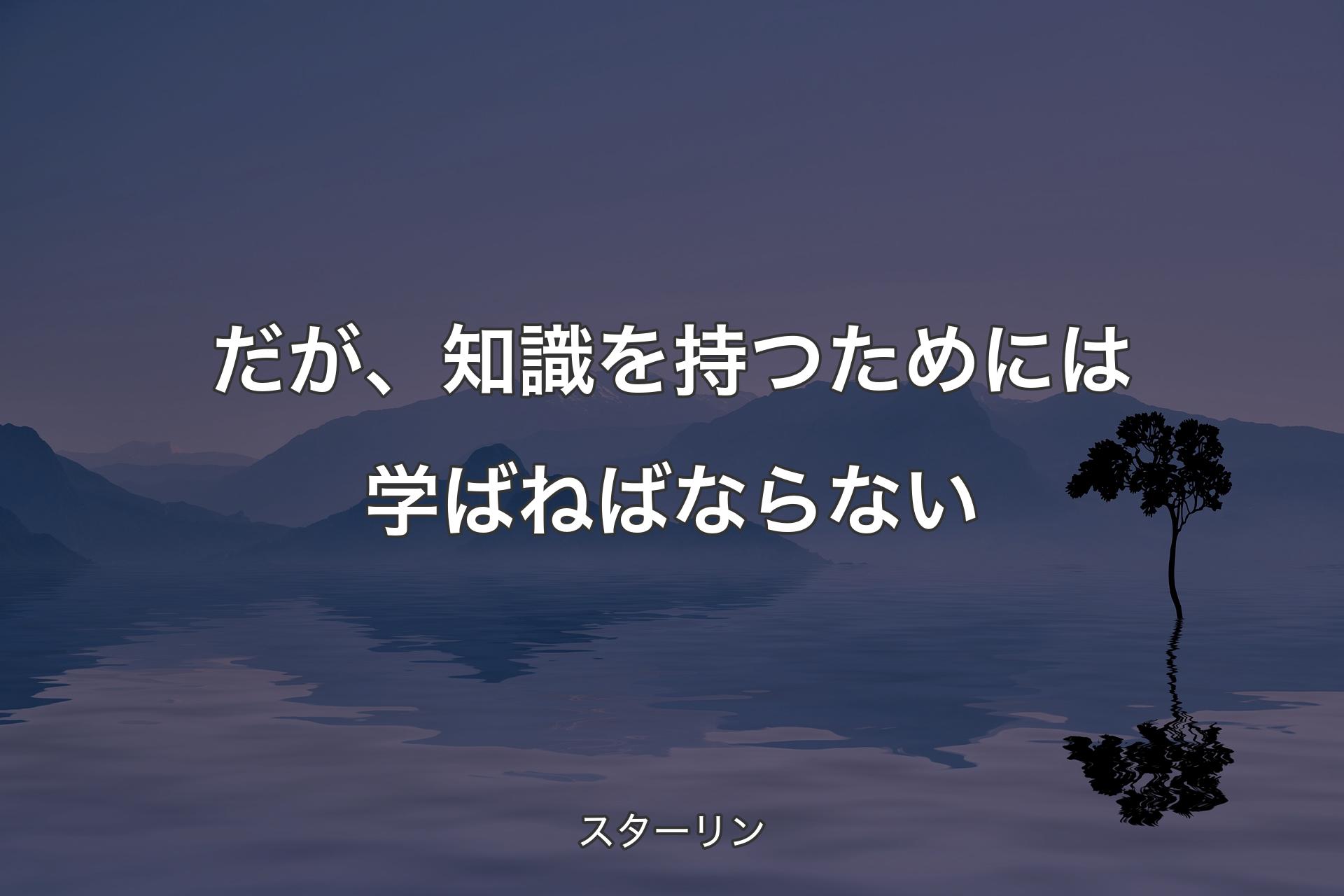 【背景4】だが、知識を持つためには学ばねばならない - スターリン