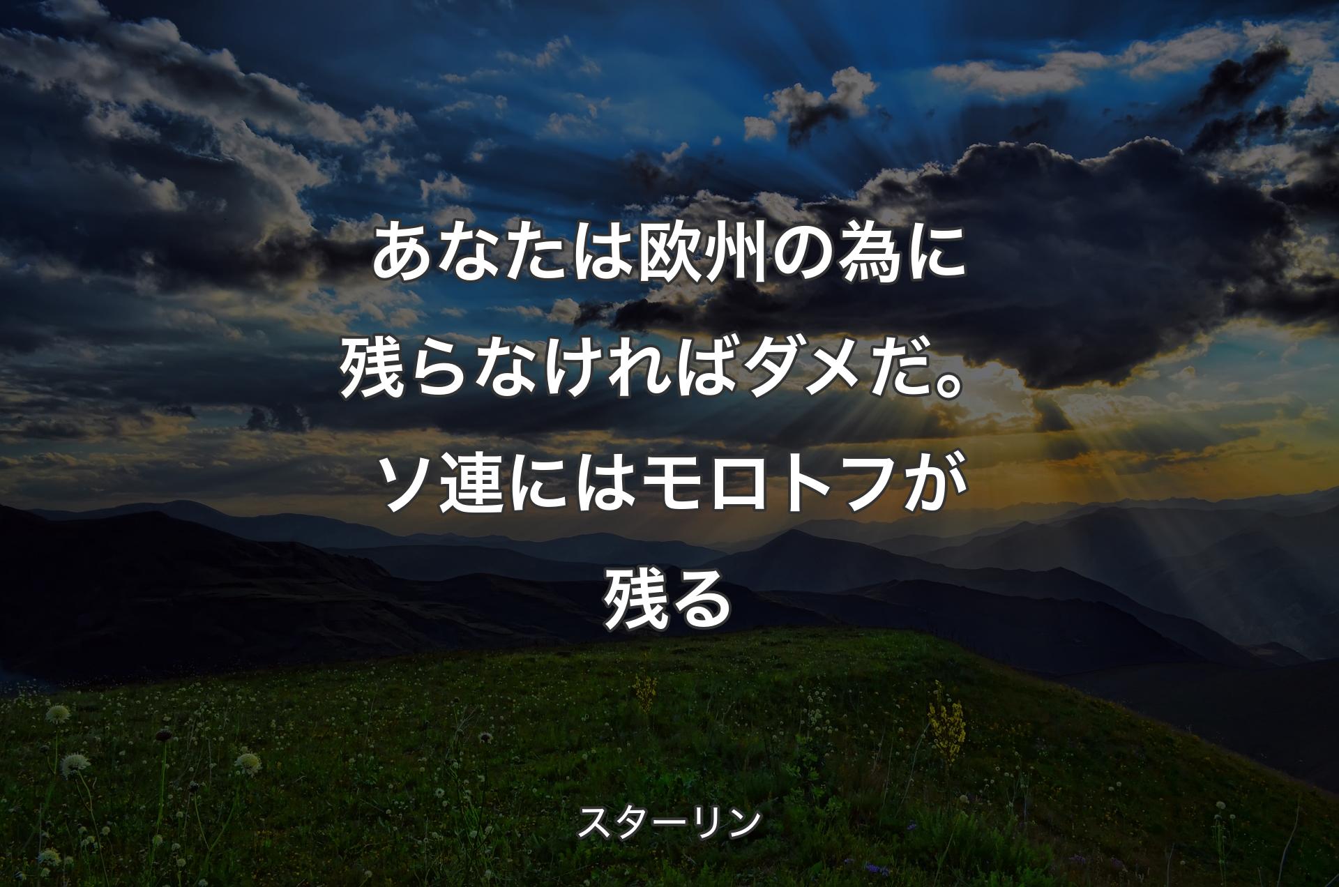 あなたは欧州の為に残らなければダメだ。ソ連にはモロトフが残る - スターリン