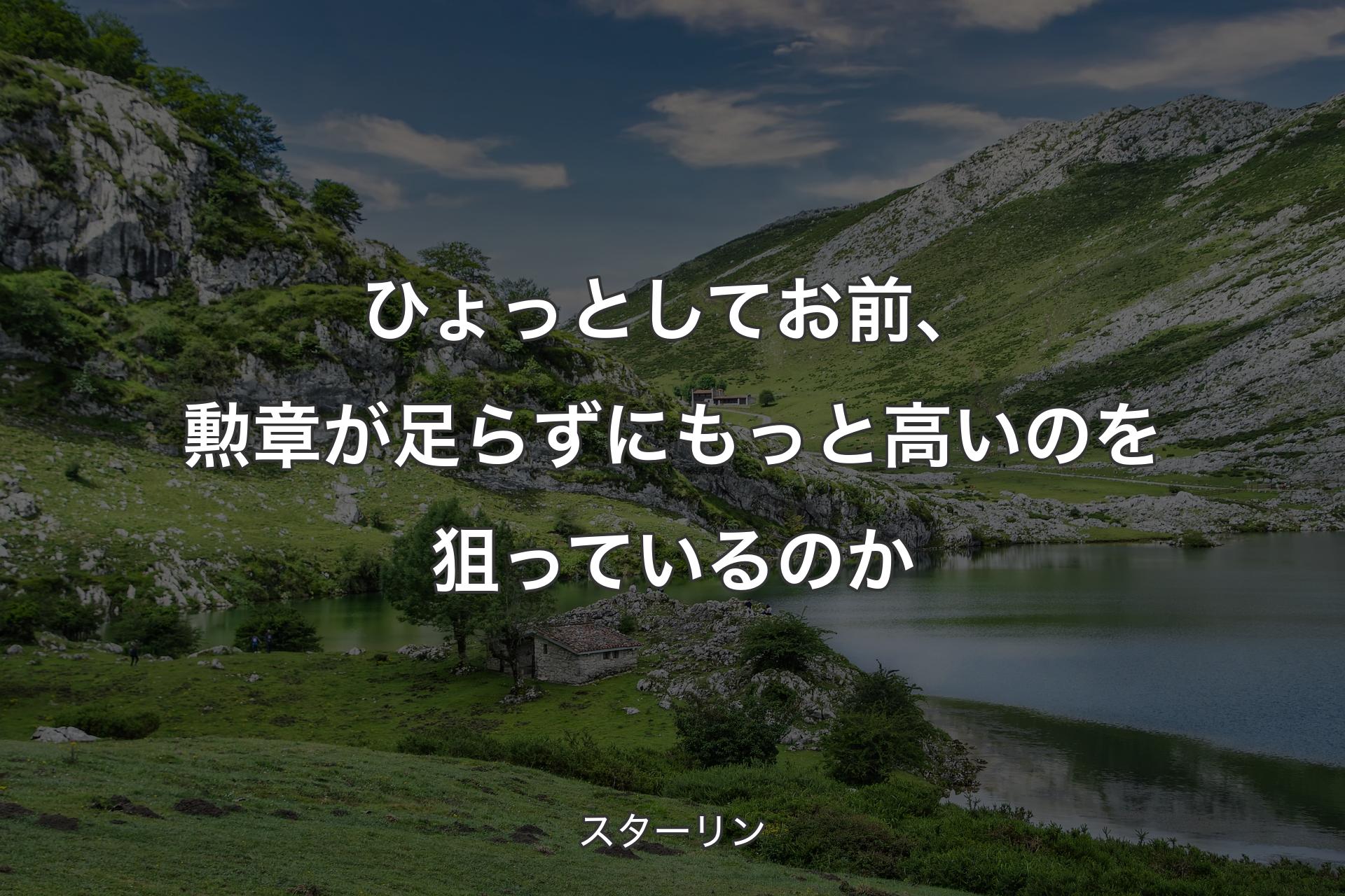 【背景1】ひょっとしてお前、勲章が足らずにもっと高いのを狙っているのか - スターリン