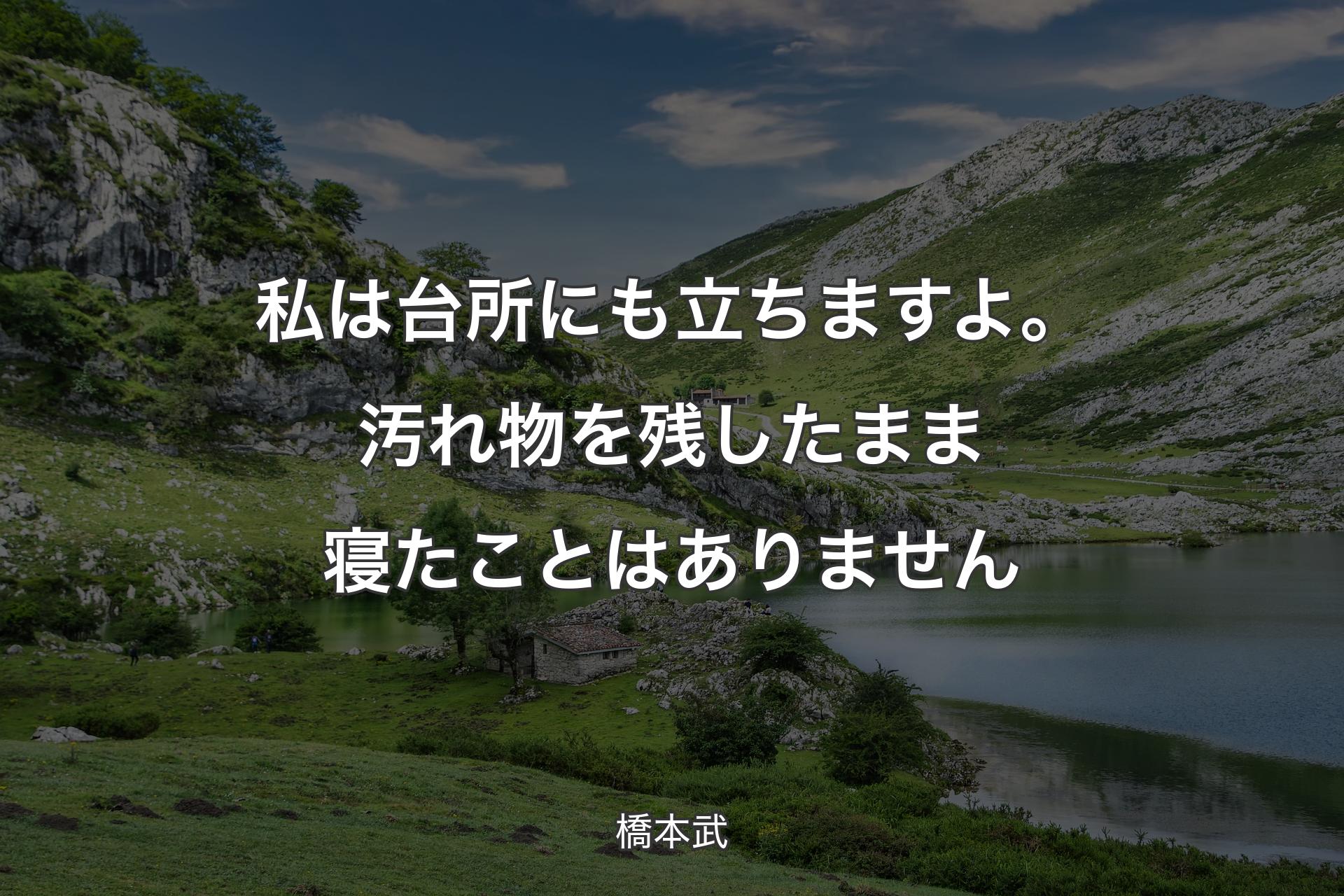 【背景1】私は台所にも立ちますよ。汚れ物を残したまま寝たことはありません - 橋本武