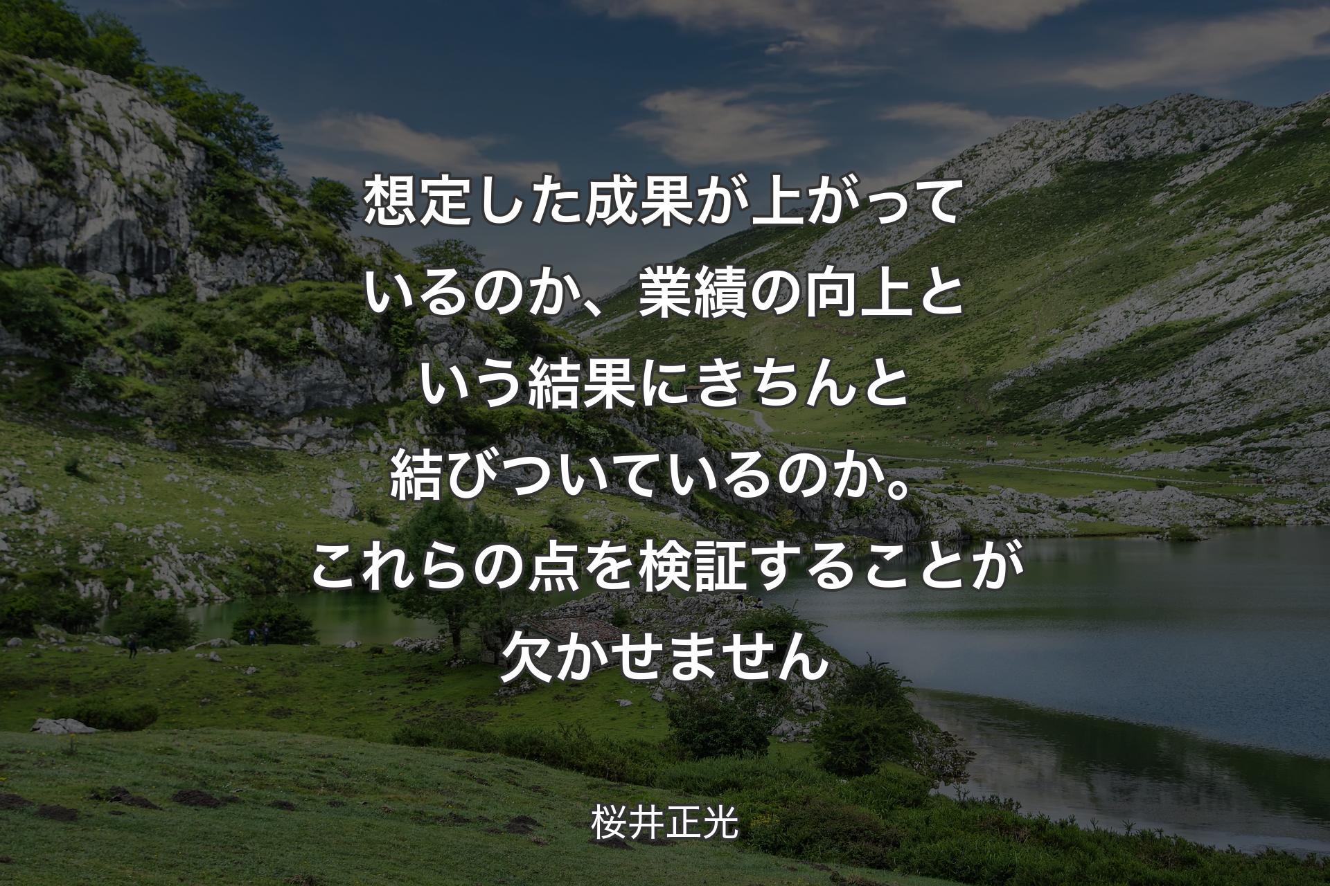 【背景1】想定した成果が上がっているのか、業績の向上という結果にきちんと結びついているのか。これらの点を検証することが欠かせません - 桜井正光