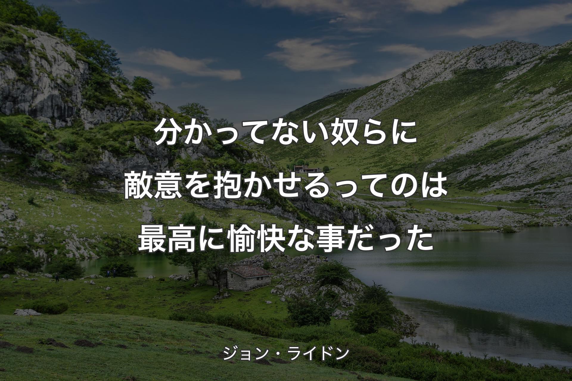 分かってない奴らに敵意を抱かせるってのは最高に愉快な事だった - ジョン・ライドン