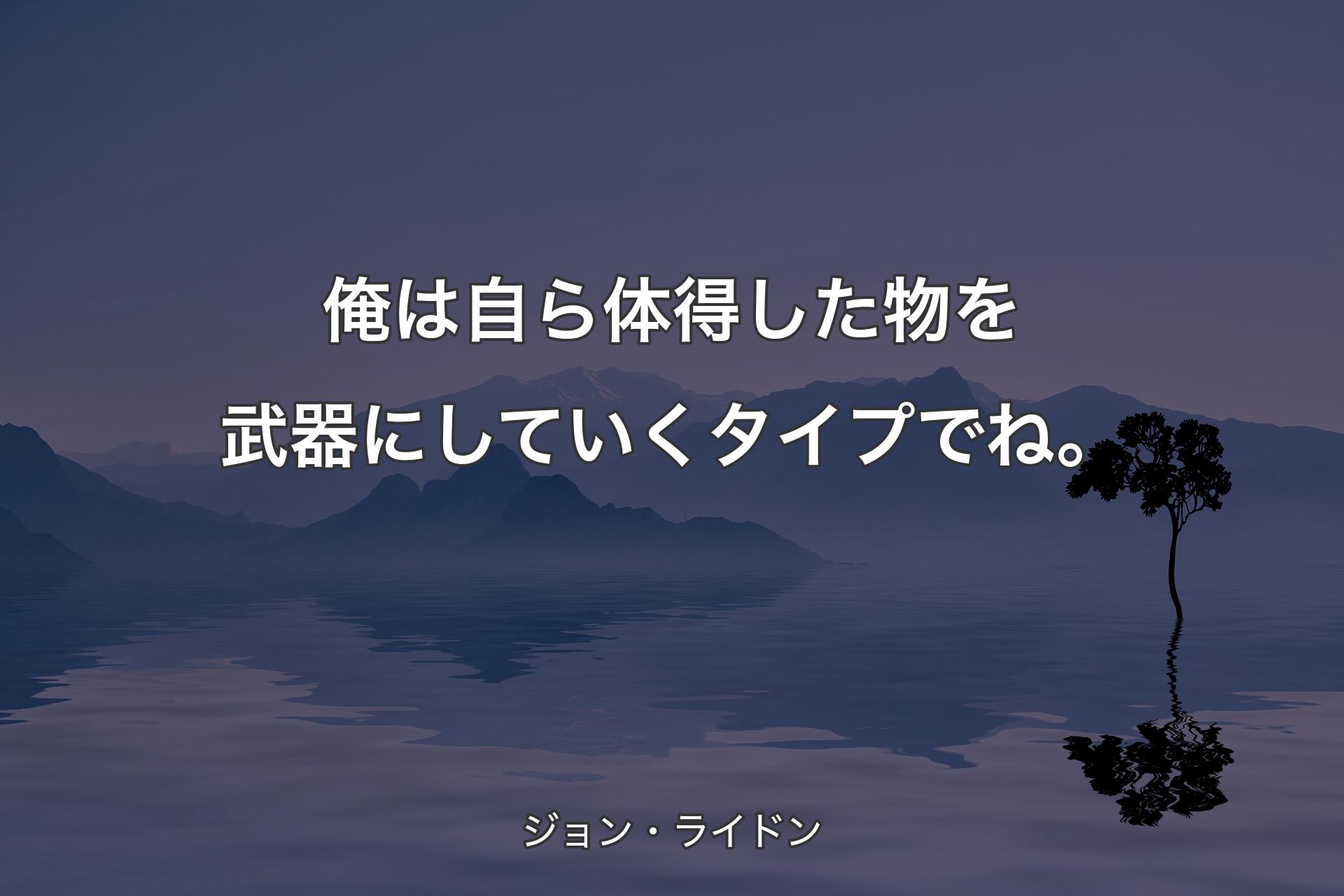 【背景4】俺は自ら体得した物を武器にしてい��くタイプでね。 - ジョン・ライドン